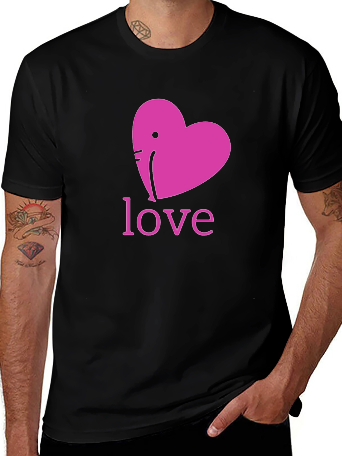 Variant 12 of Elephant Love Heart T-Shirt - Cute Graphic Tee