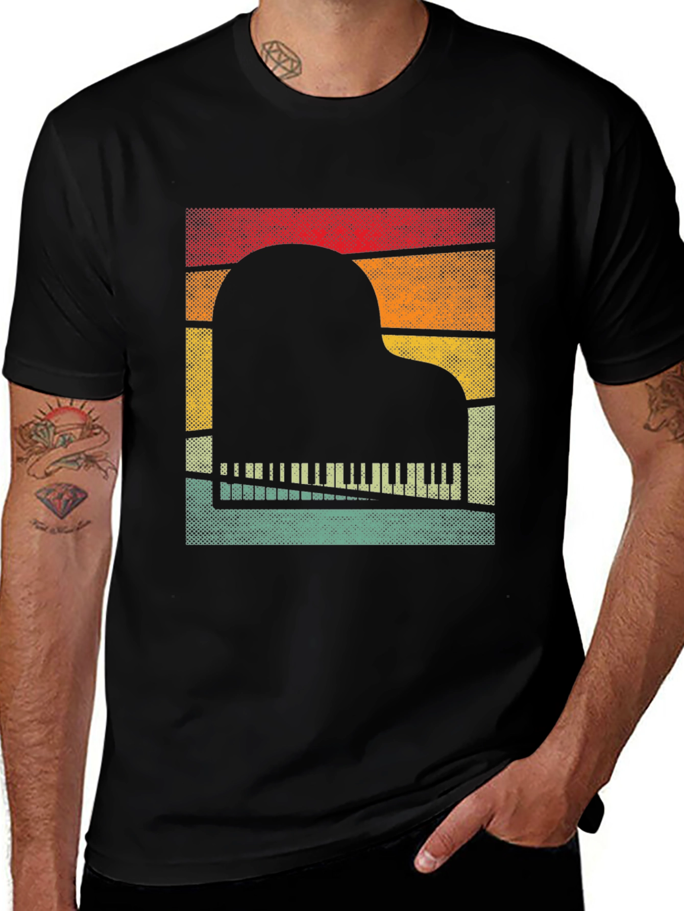 Variant 10 of Retro Piano T-Shirt - Music Lover Tee