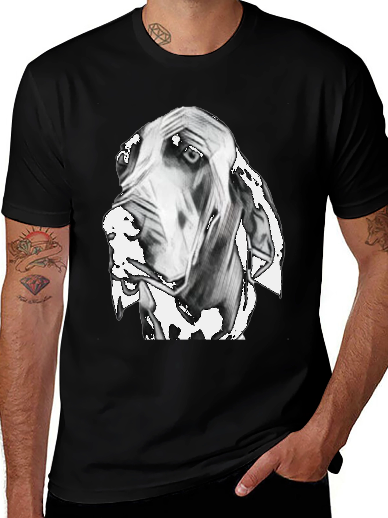 Variant 3 of Dog Portrait Graphic Print Black T-Shirt