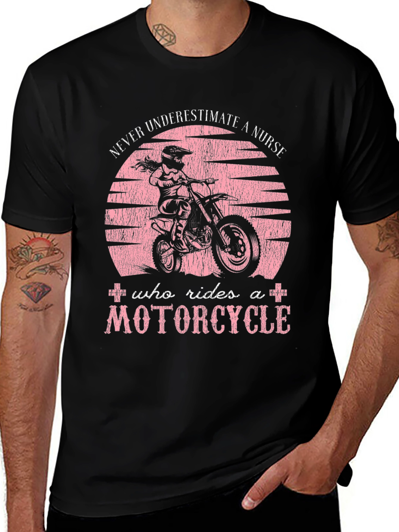 Variant 17 of Nurse Motorcycle Rider Graphic Tee