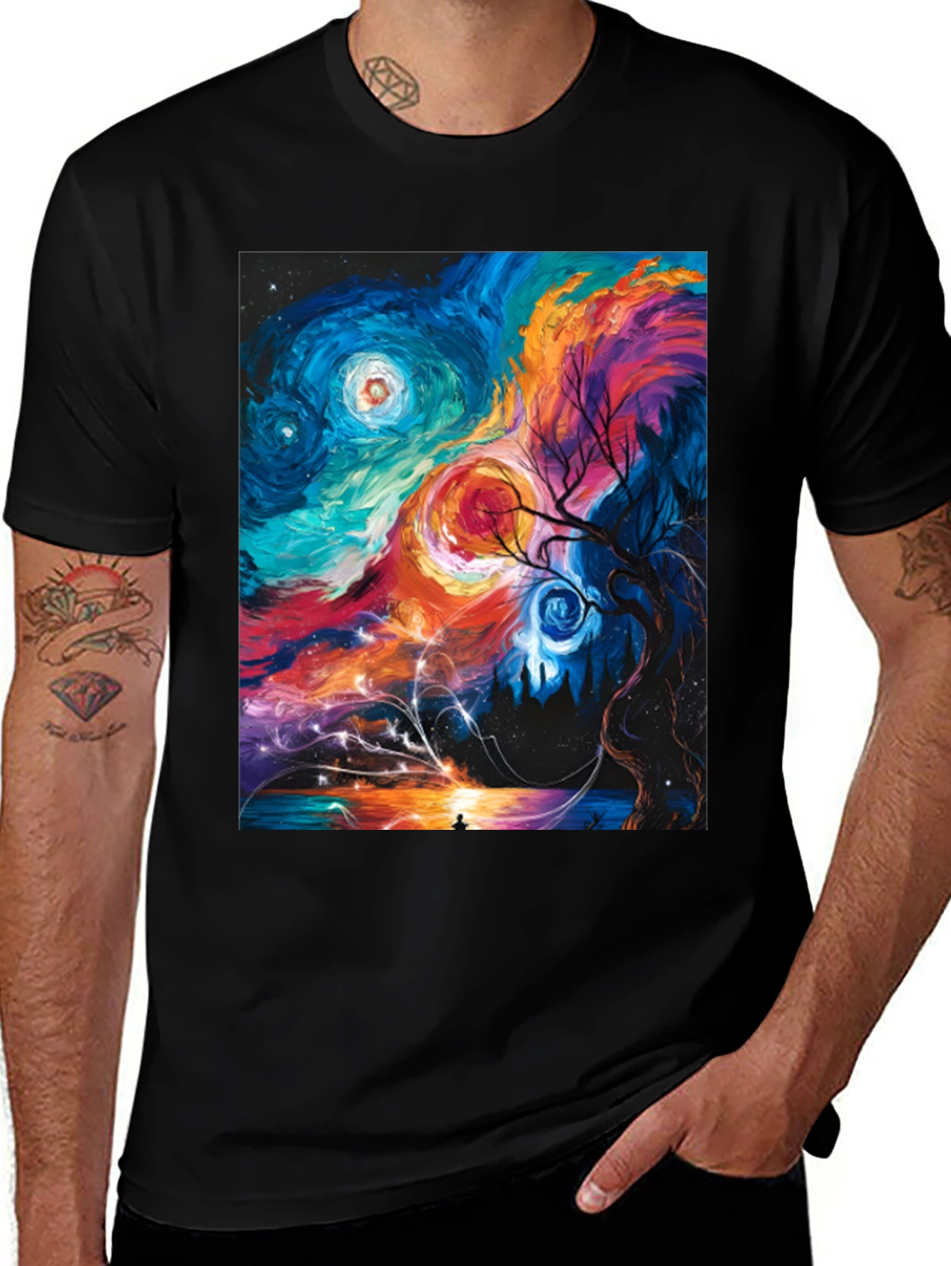 Variant 12 of Vivid Dreamscape Graphic Tee - Artistic Comfort