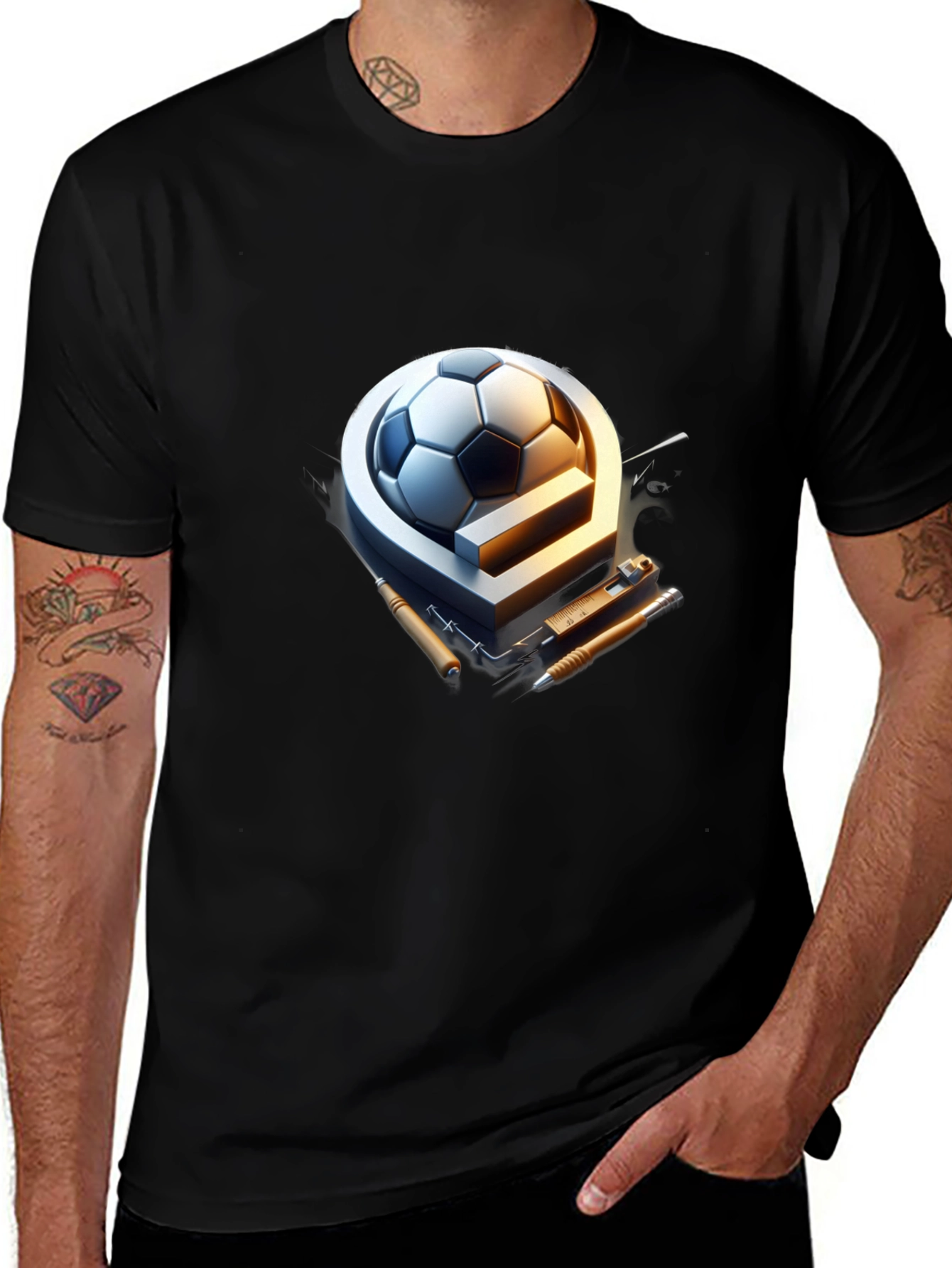 Soccer Ball & Drafting Tools Graphic Tee