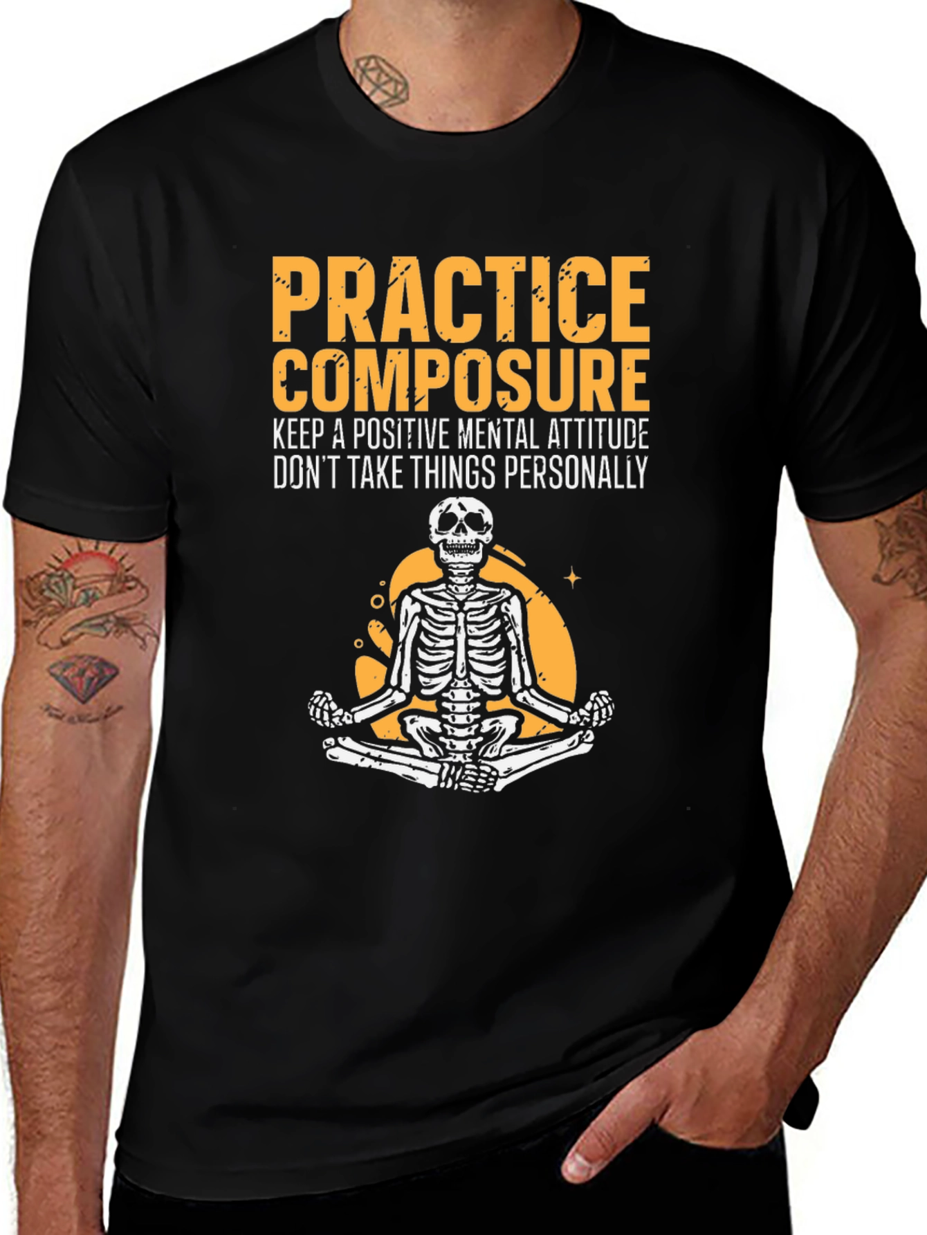 Variant 18 of Zen Skeleton Tee - Practice Composure Mental Attitude