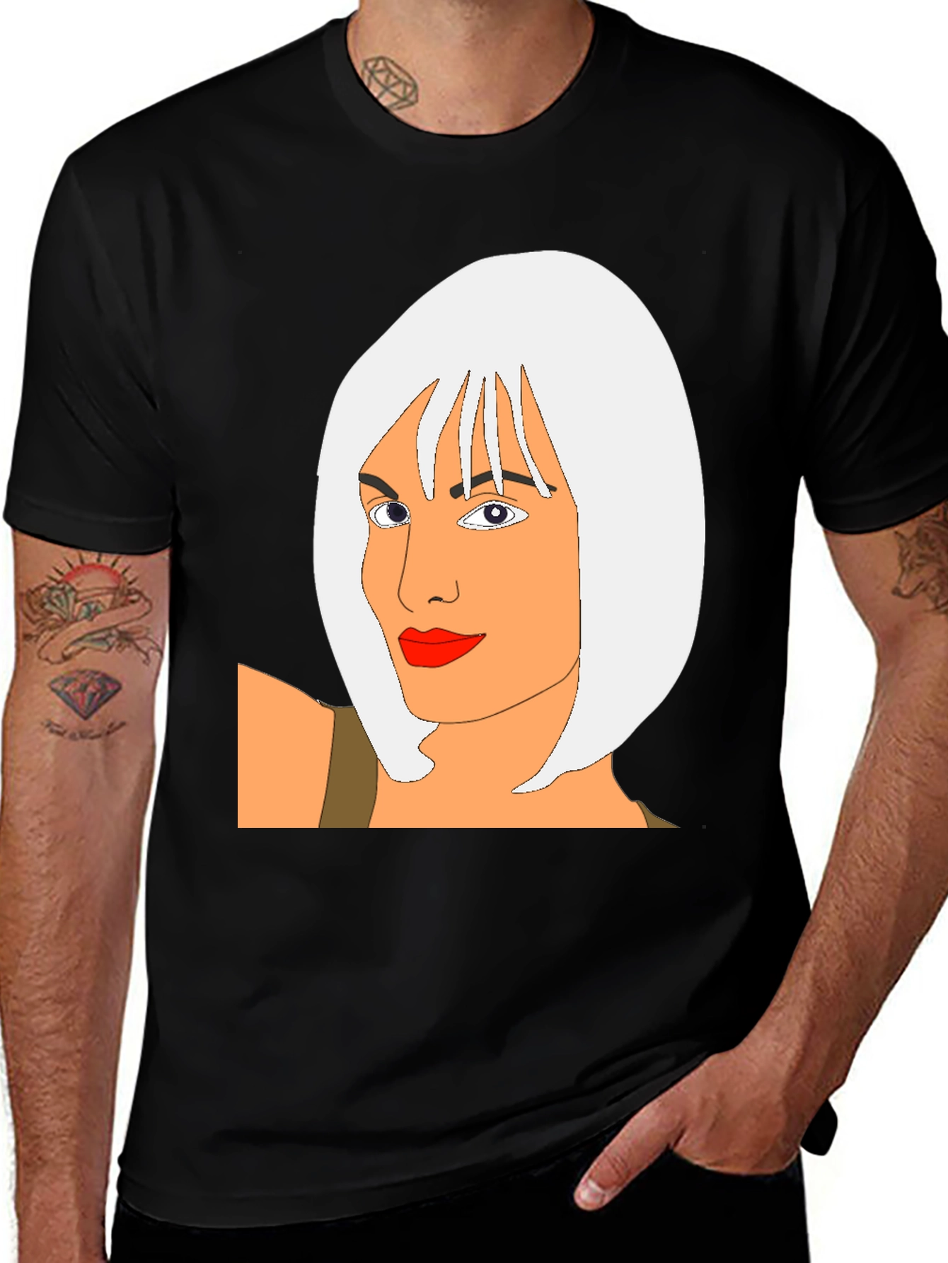 Variant 11 of Cool Graphic T-Shirt - Cartoon Woman Portrait