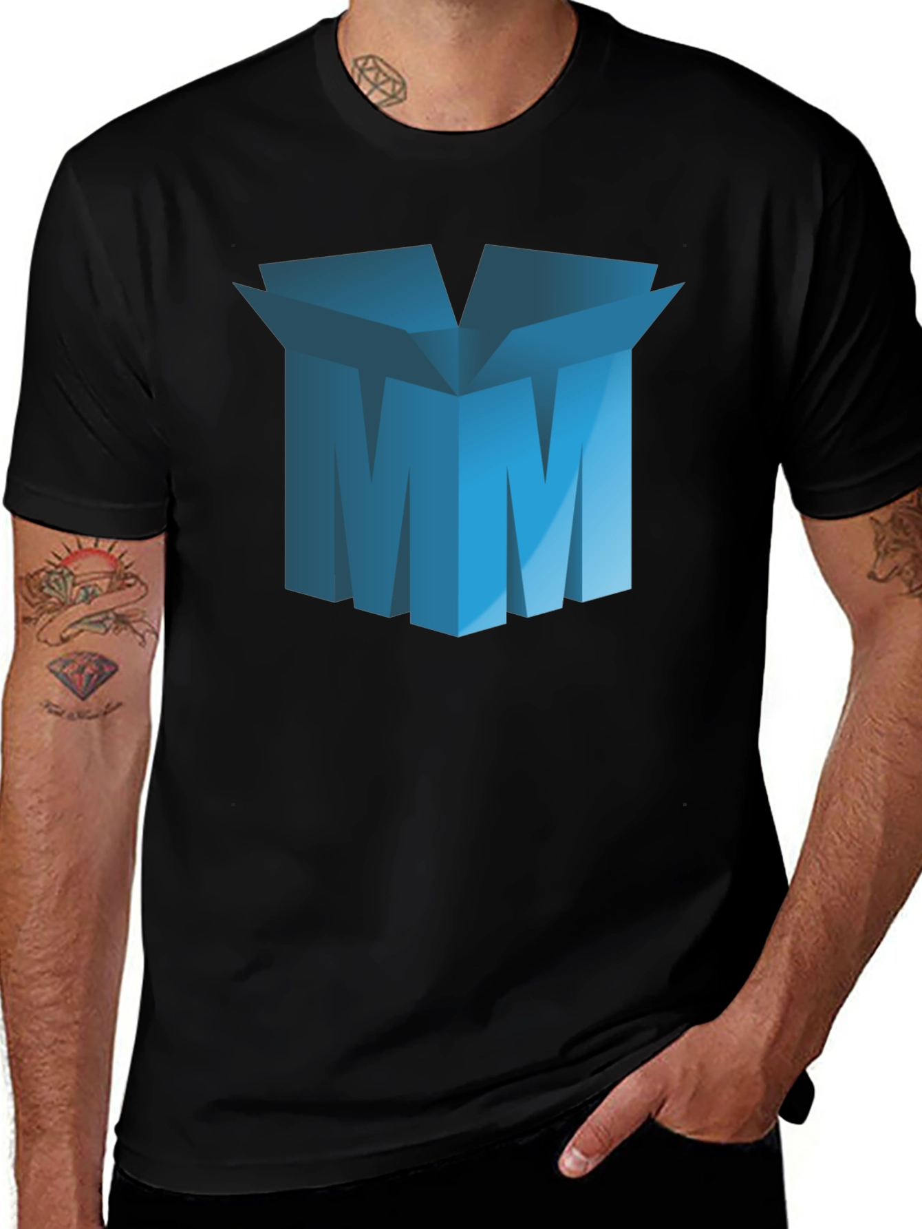 Abstract Blue Box Graphic T-Shirt