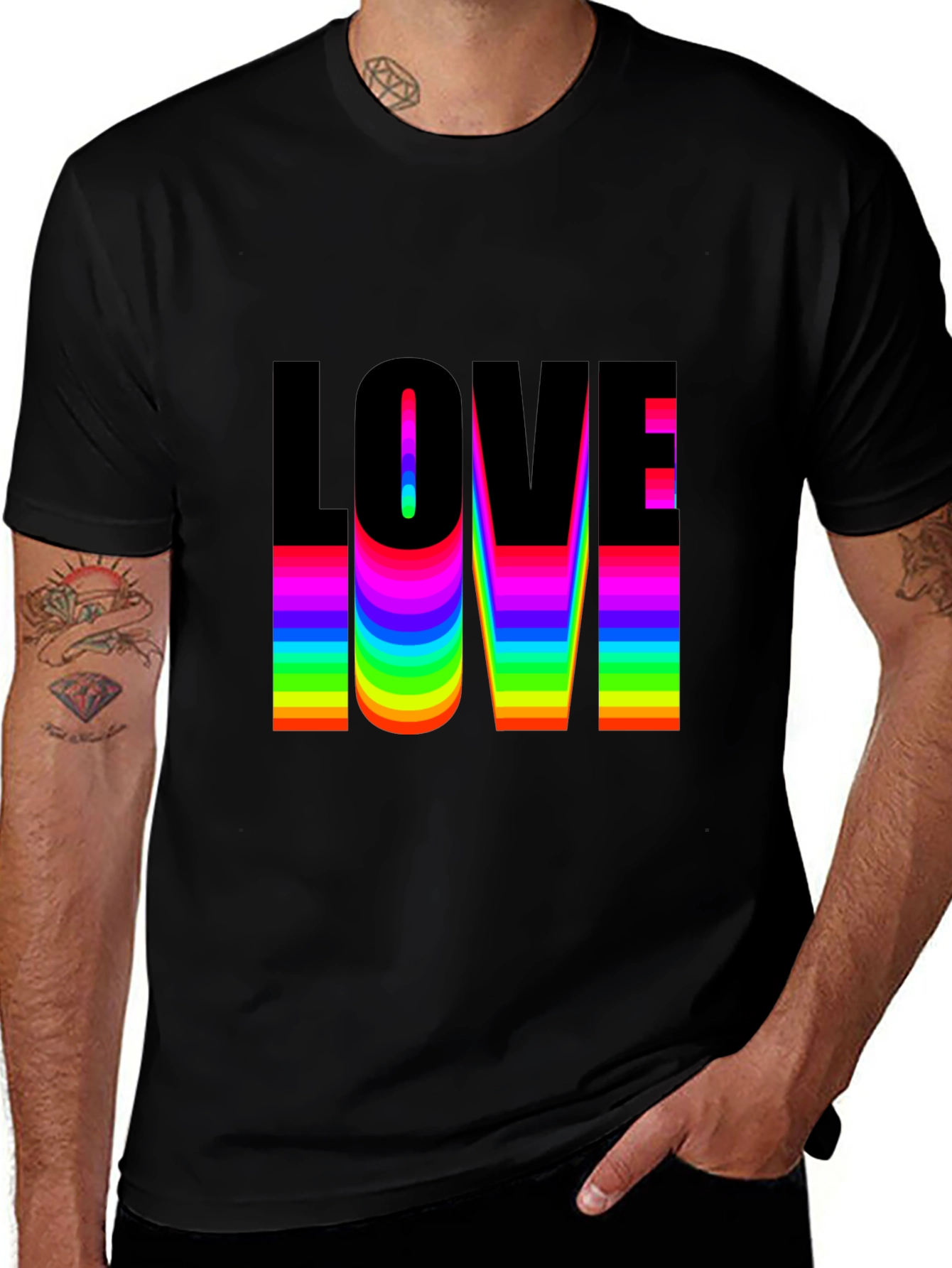 Variant 30 of Love Rainbow Pride T-Shirt - Black