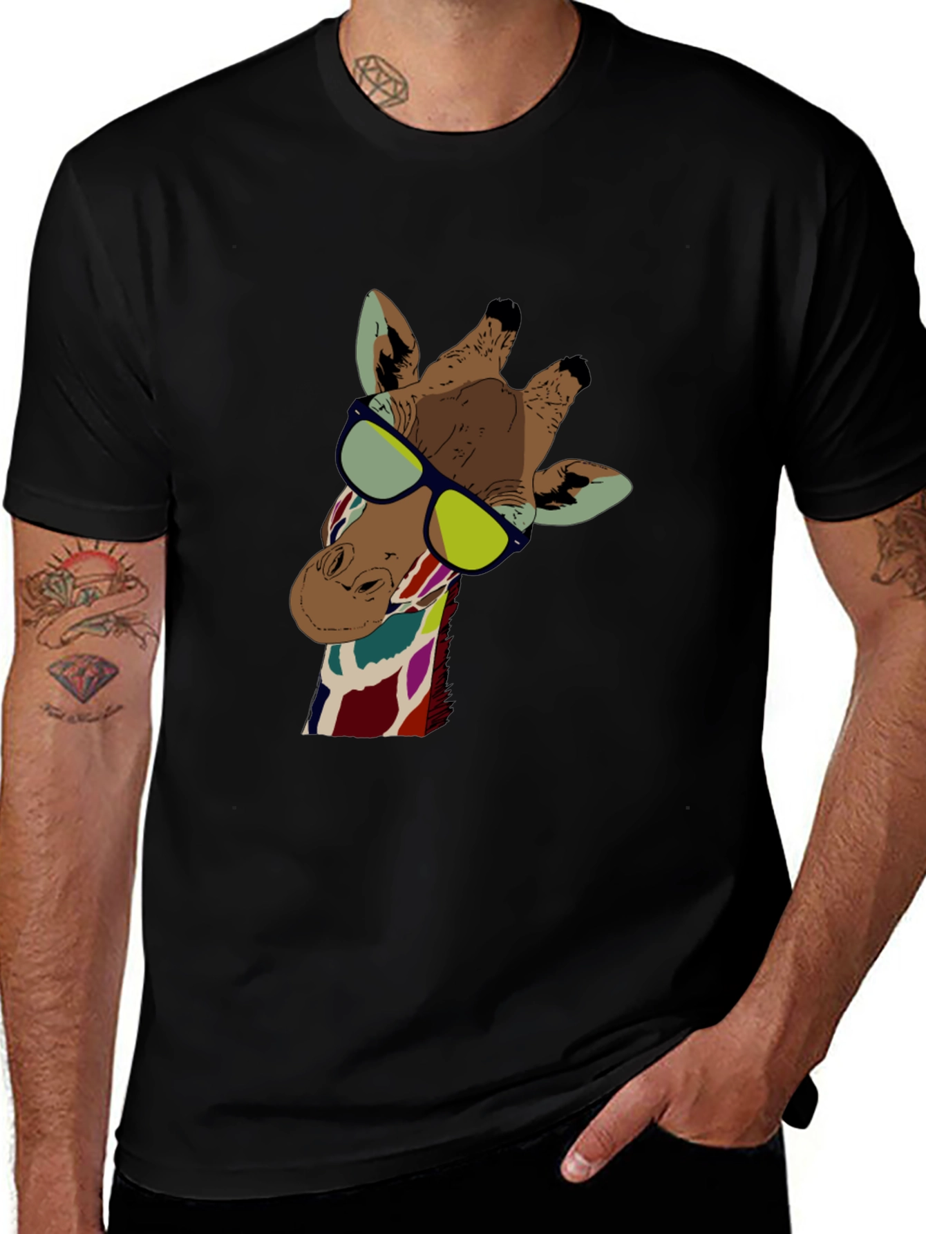Variant 2 of Cool Giraffe Graphic Tee - Unisex Black T-Shirt
