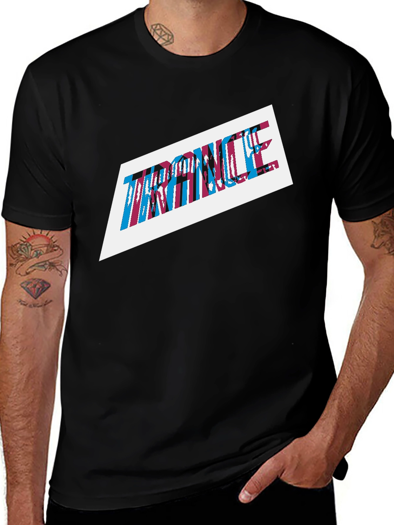 Variant 23 of Trance Graphic Print Men's Black T-Shirt
