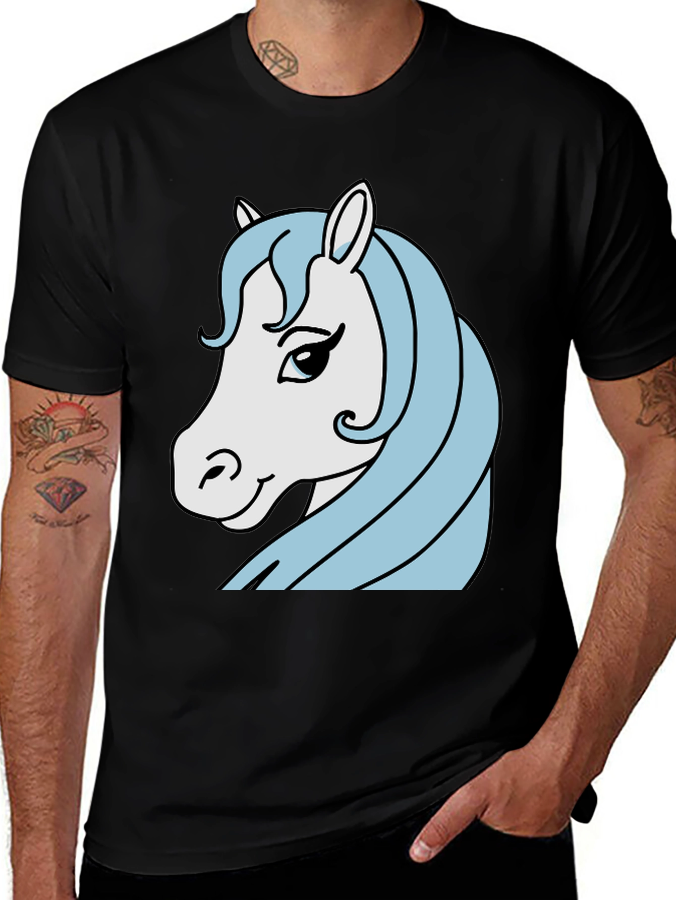 Variant 14 of Horse Graphic Tee - Men's Black T-Shirt