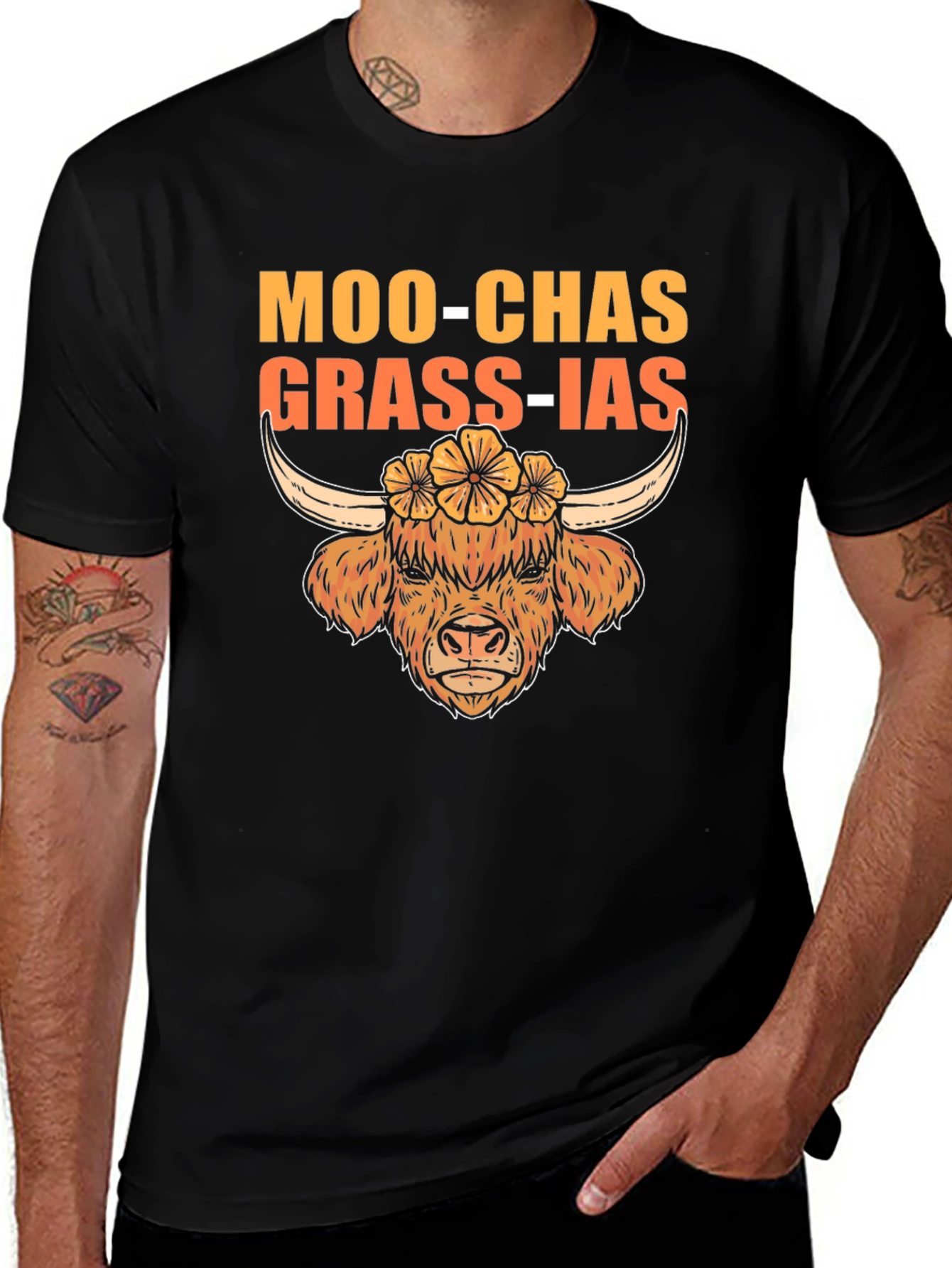 Moo-Chas Grass-ias Highland Cow Graphic Tee