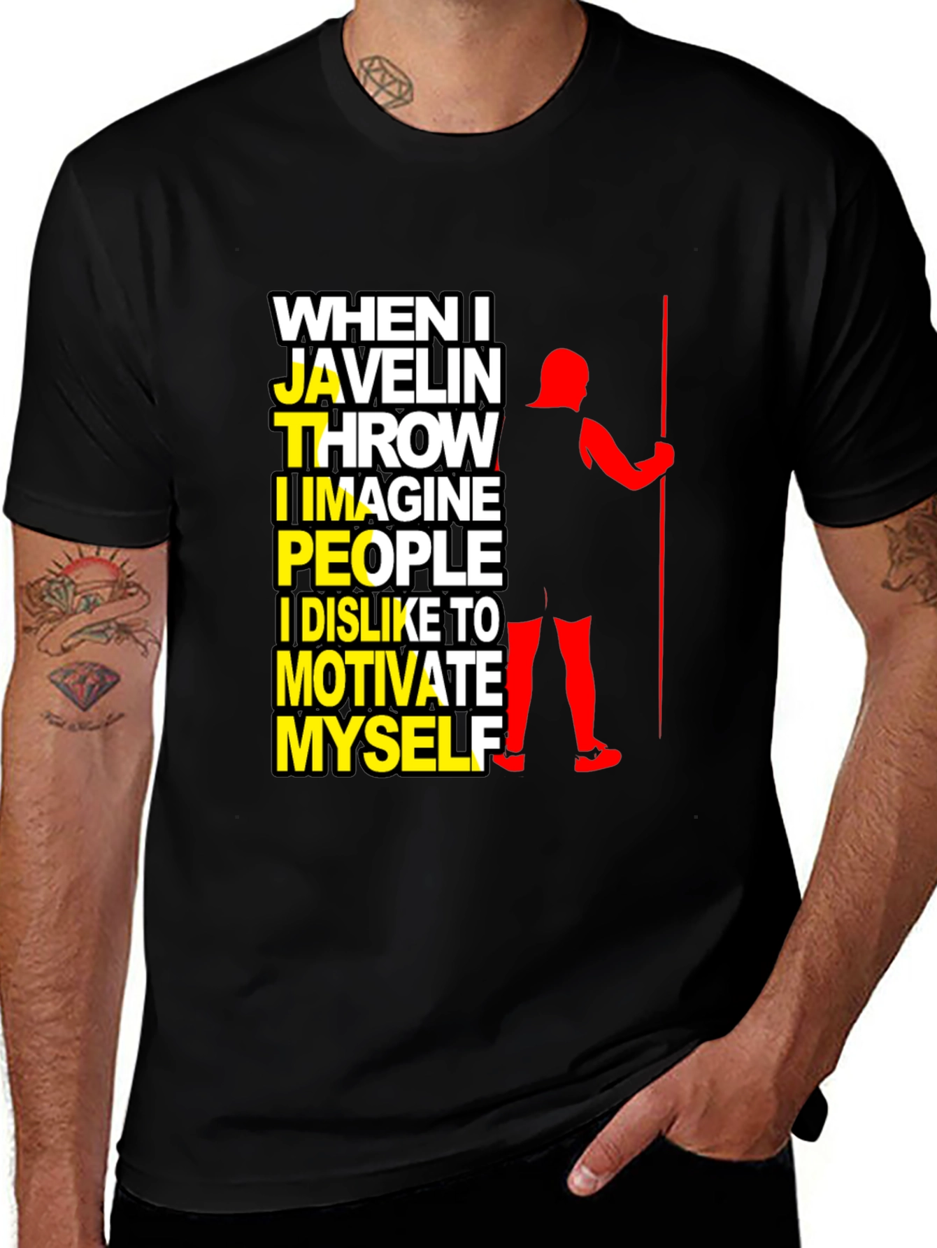 Variant 20 of Javelin Thrower Graphic T-Shirt: Motivate Myself Design