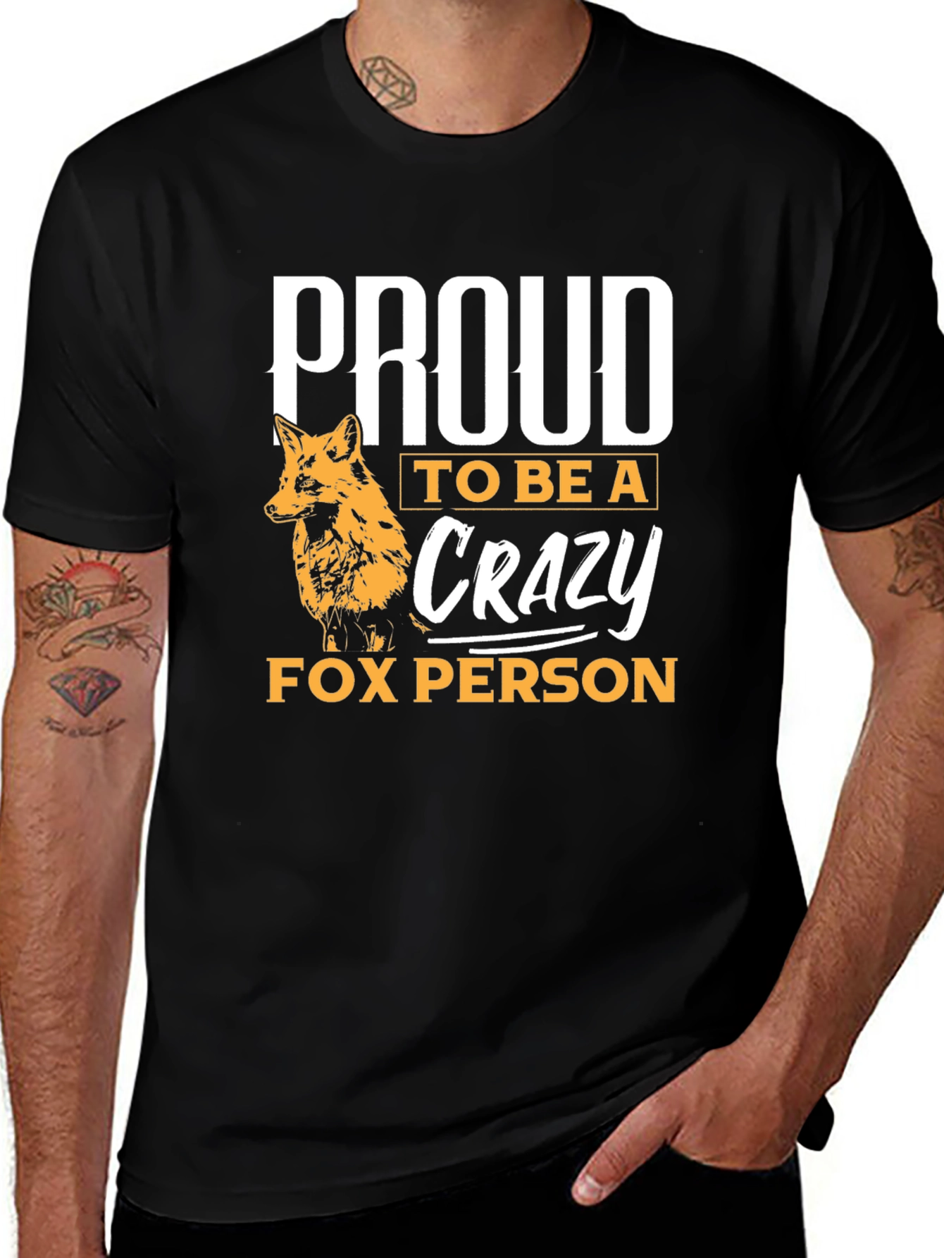 Variant 22 of Proud Crazy Fox Person T-Shirt - Unique Design