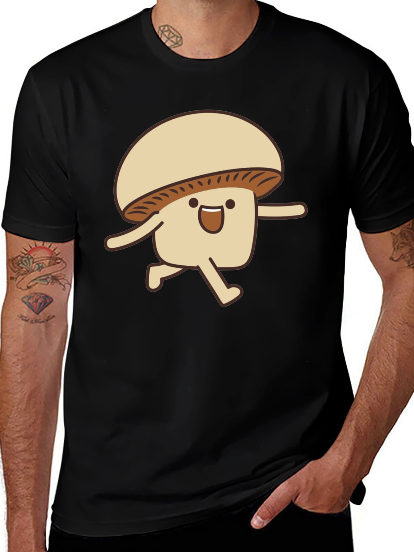 Variant 16 of Funny Mushroom Run T-Shirt - Black