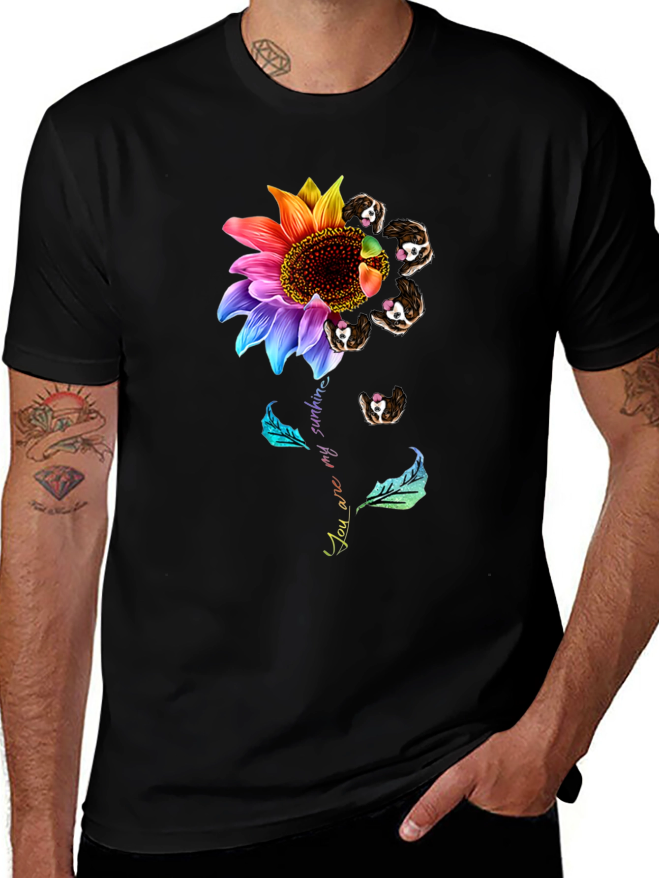 Variant 12 of Dog Sunflower Graphic Tee - You Are My Sunshine