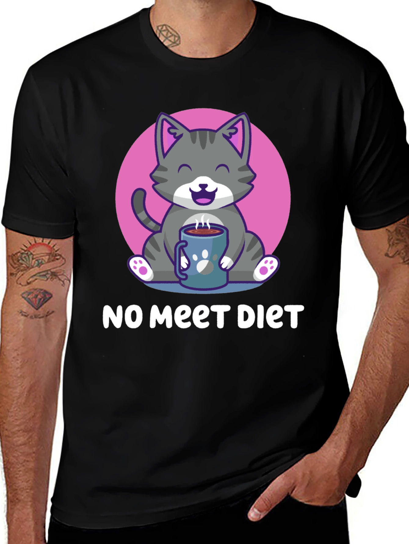 Variant 12 of Cute Cat Lover T-Shirt: No Meet Diet