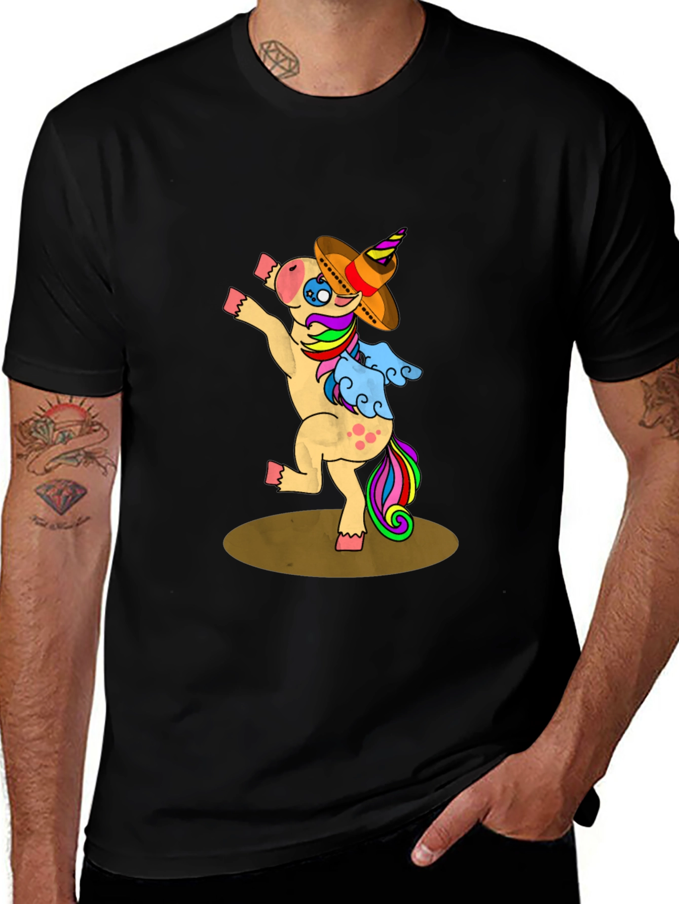 Dancing Unicorn Sombrero Graphic T-Shirt