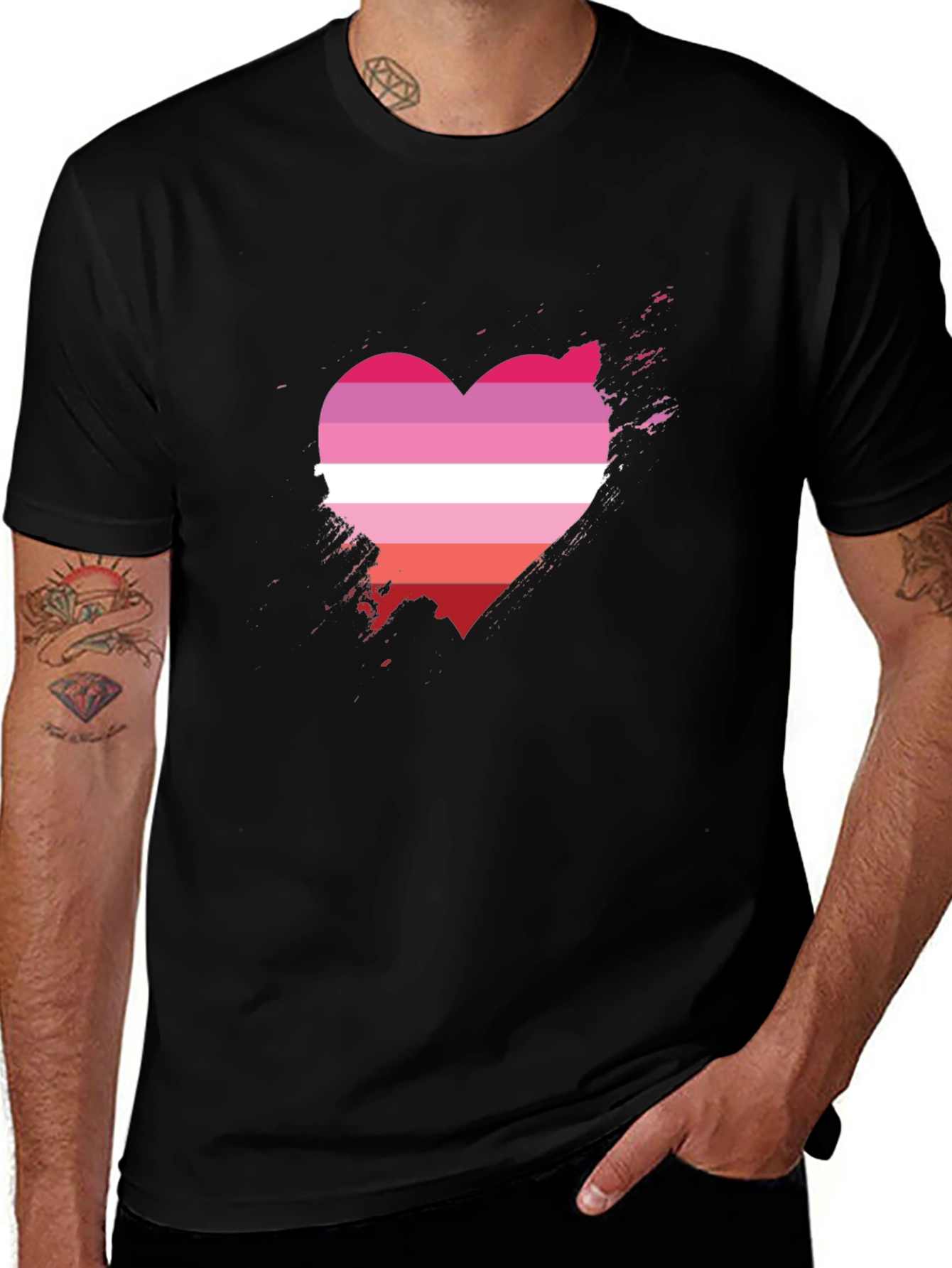 Lesbian Pride Heart T-Shirt - Grunge Graphic Tee