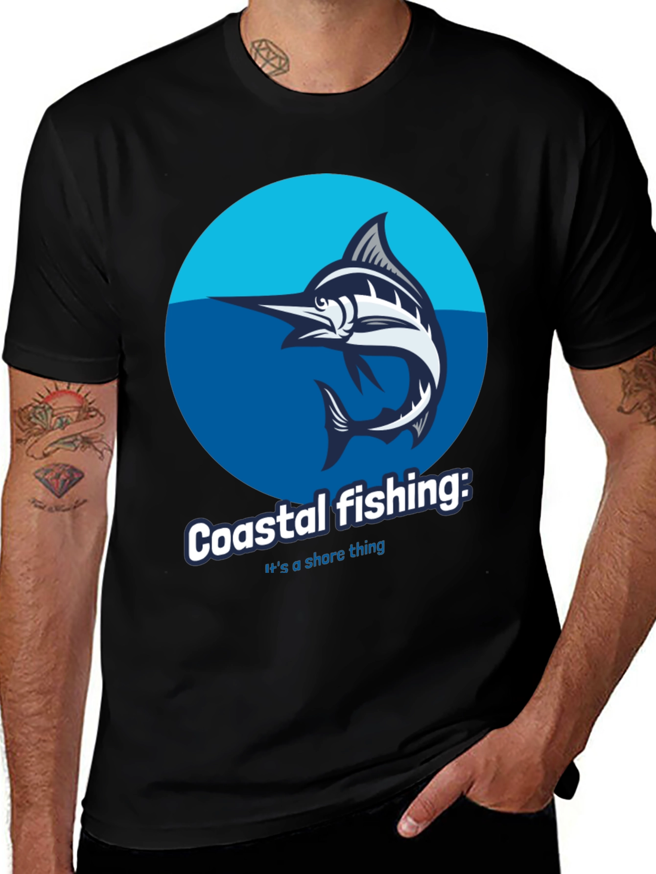 Variant 6 of Coastal Fishing Graphic Tee - Shore Thing!
