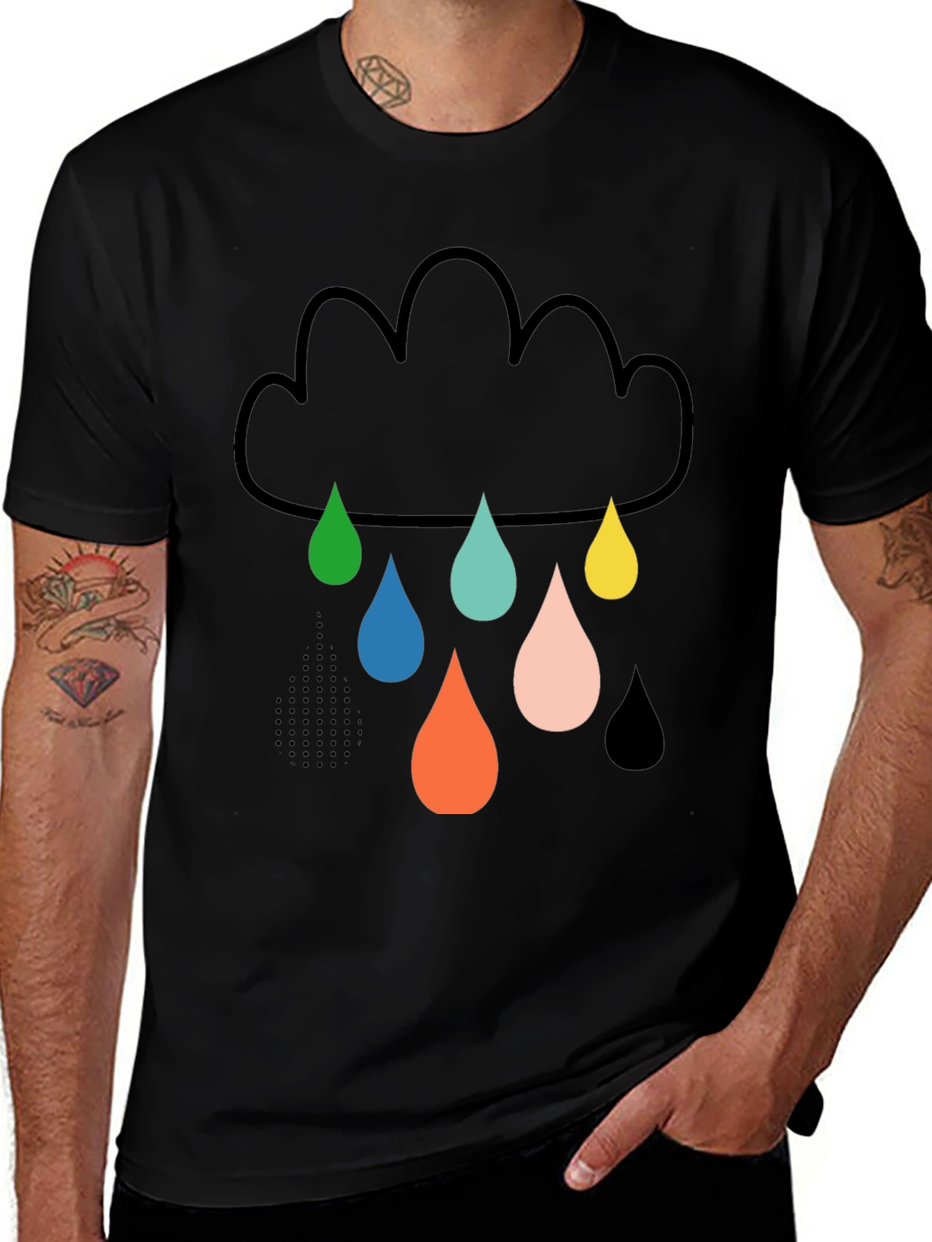 Variant 16 of Fun Cloud Raindrop Graphic Tee - Soft Cotton T-Shirt