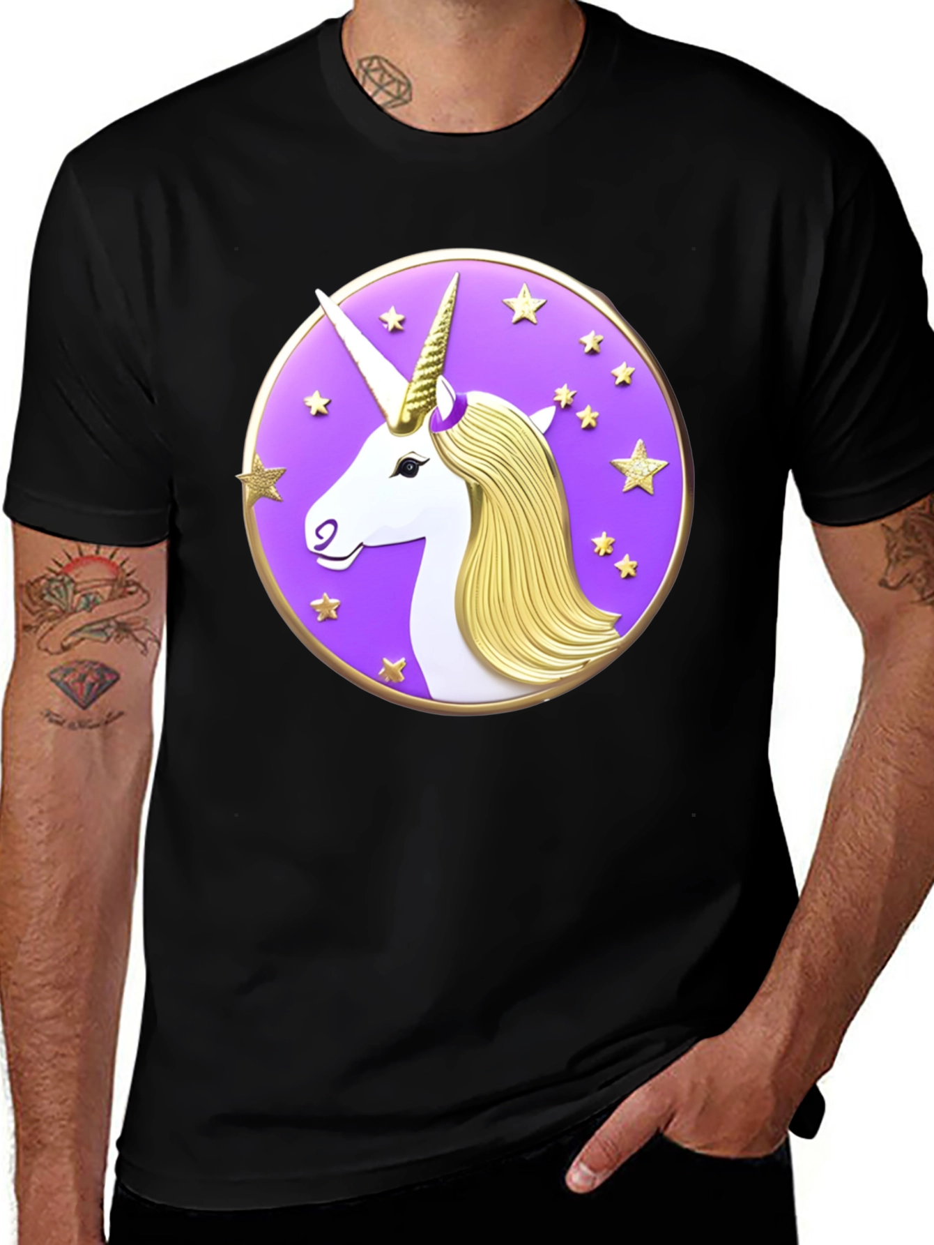 Unicorn Starburst Graphic Black T-Shirt