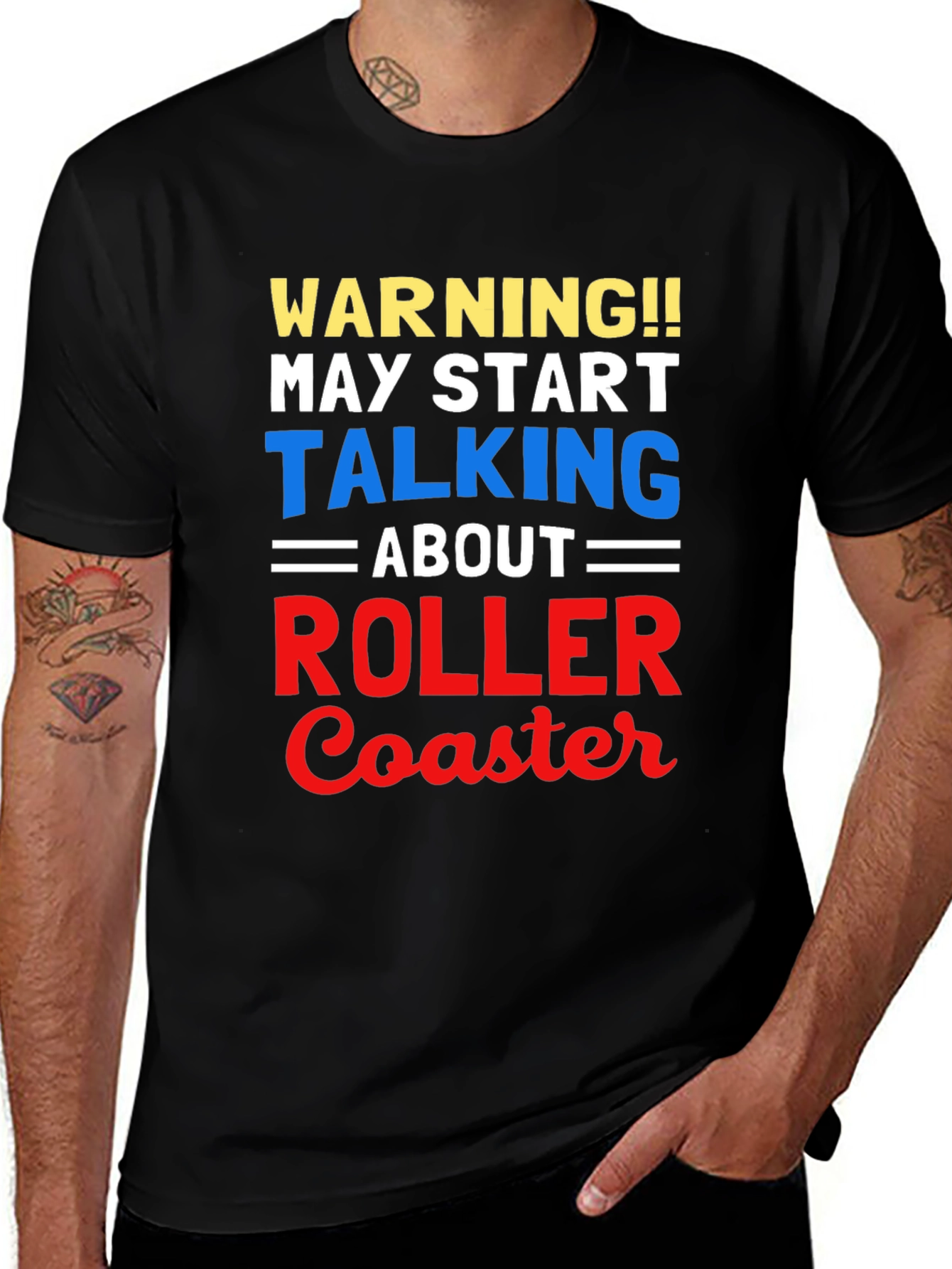 Variant 7 of Roller Coaster Fan T-Shirt: Warning! May Start Talking About...