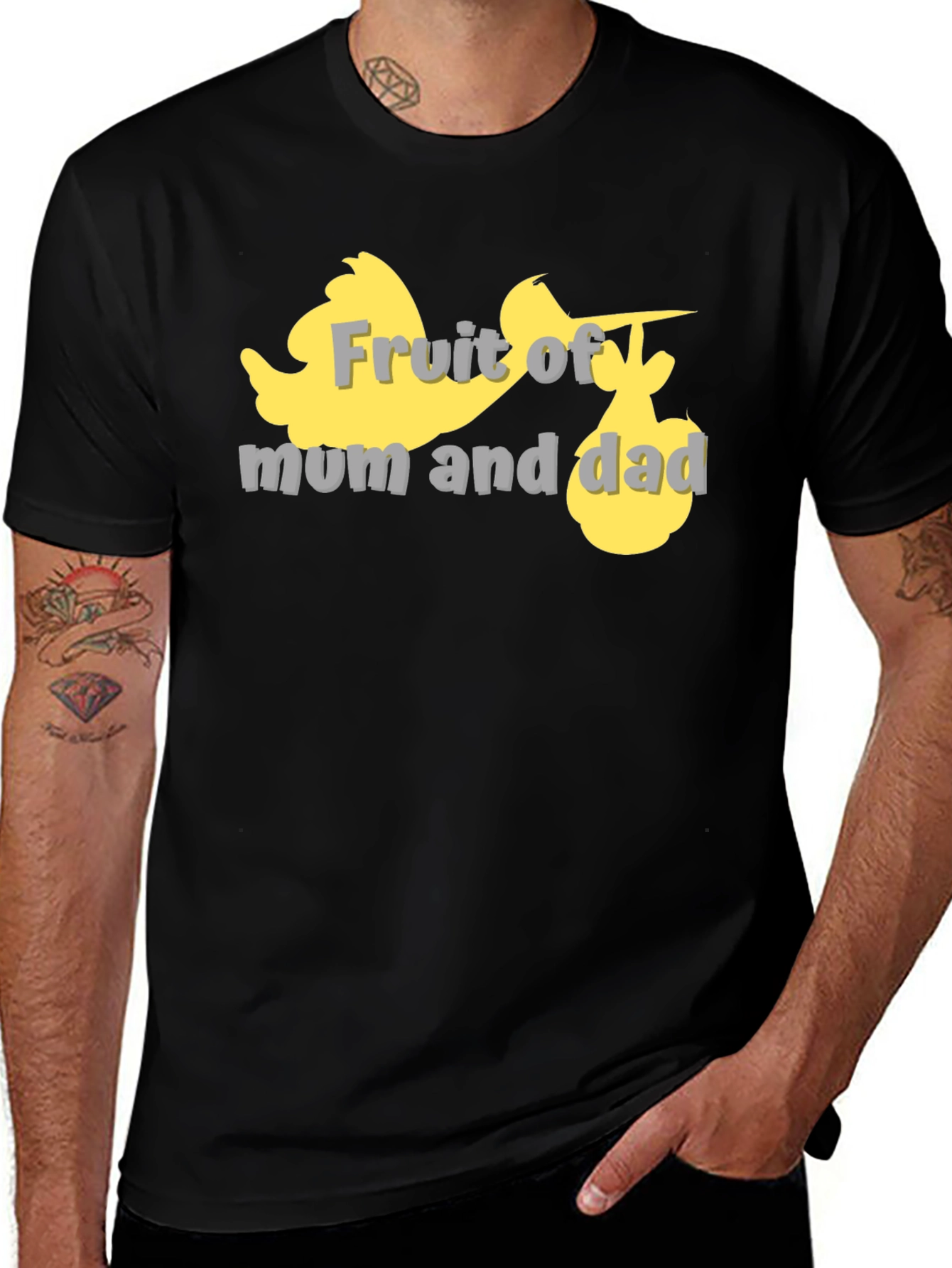 Variant 29 of Fruit of Mum and Dad Stork Baby T-Shirt