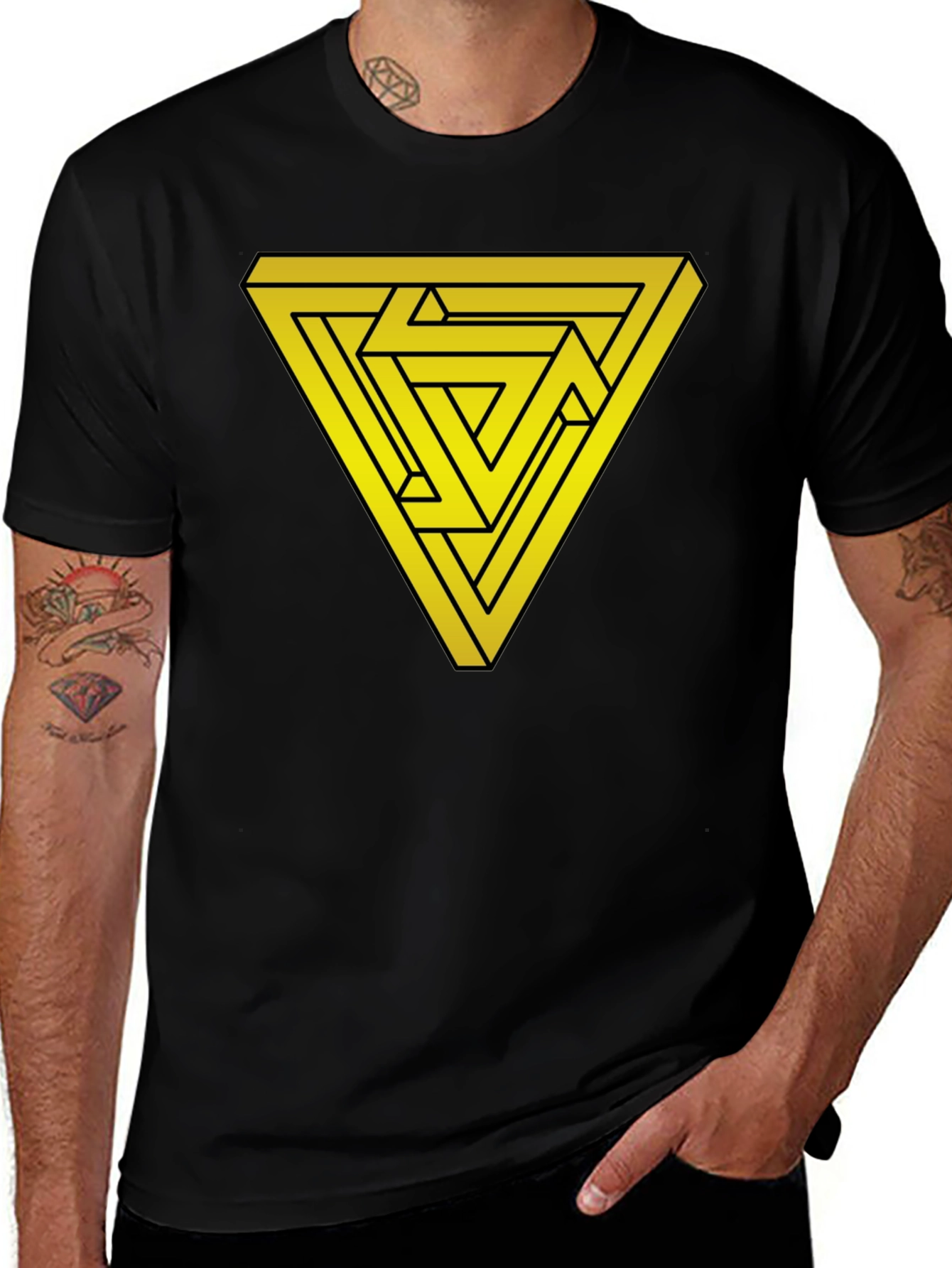 Variant 18 of Impossible Triangle Graphic T-Shirt - Optical Illusion Tee