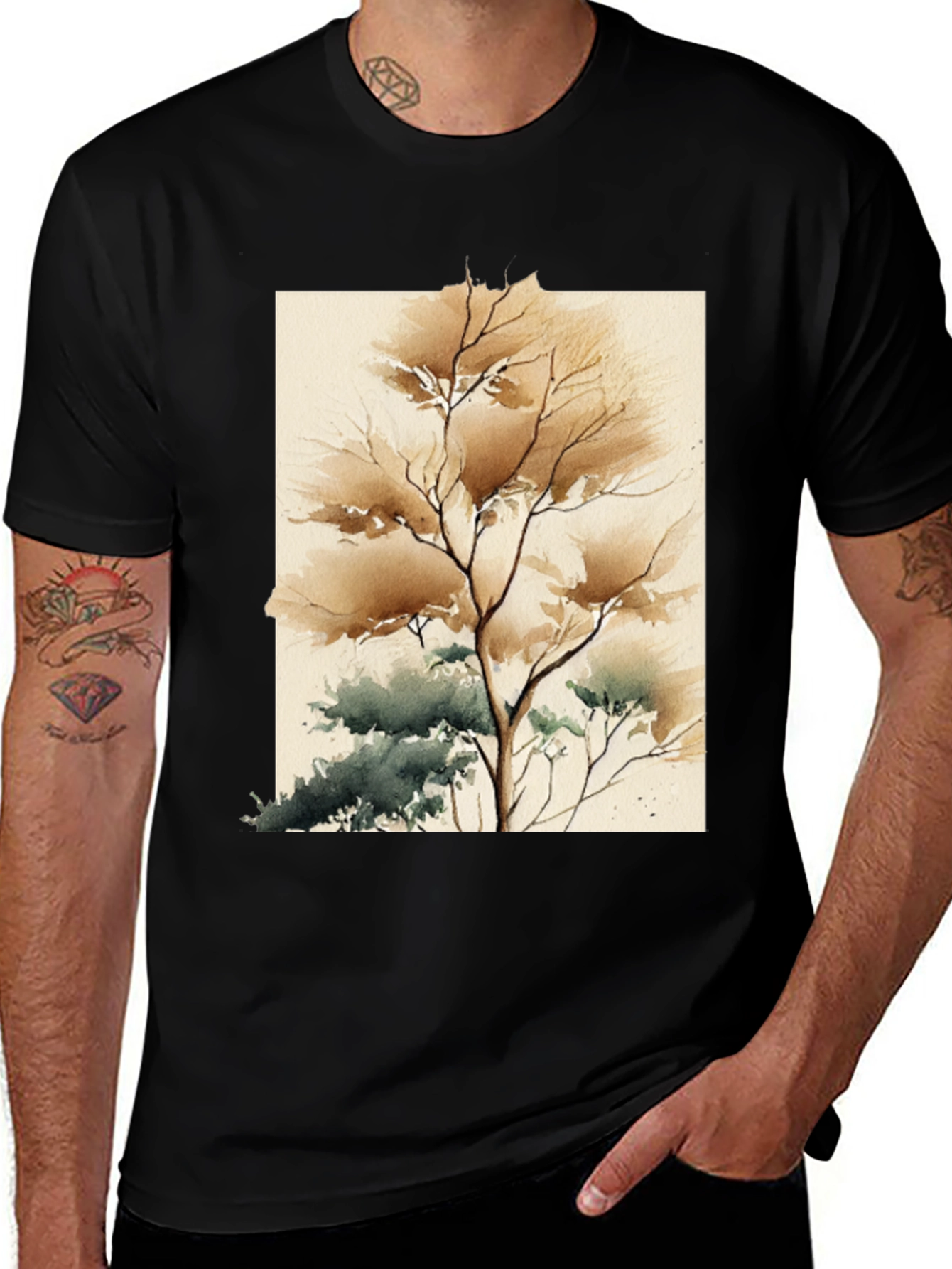 Variant 30 of Watercolor Tree Graphic Tee - Artistic Unisex T-Shirt