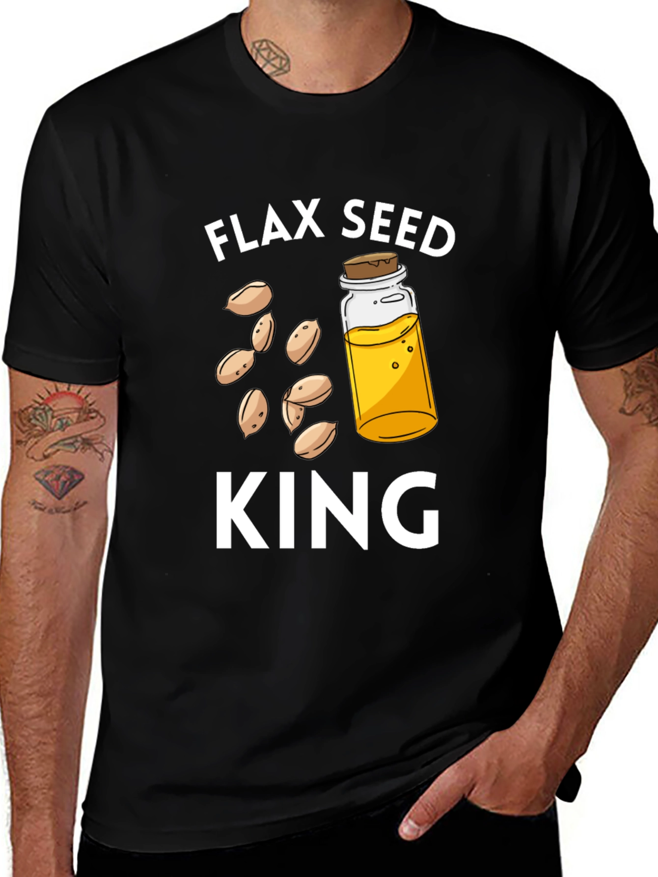 Variant 8 of Flax Seed King T-Shirt - Natural & Humorous Design