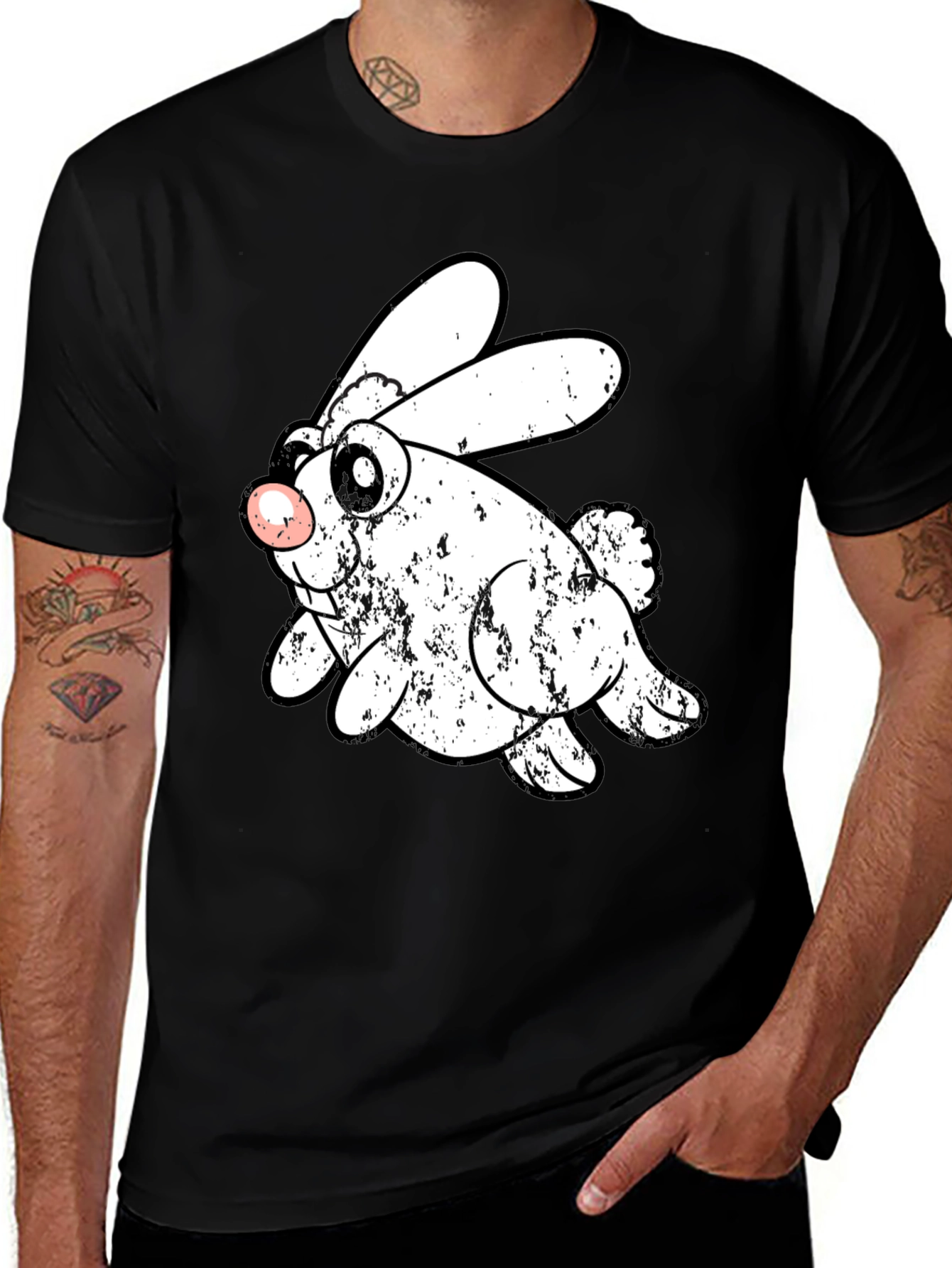 Variant 20 of Funny Bunny Graphic Black T-Shirt