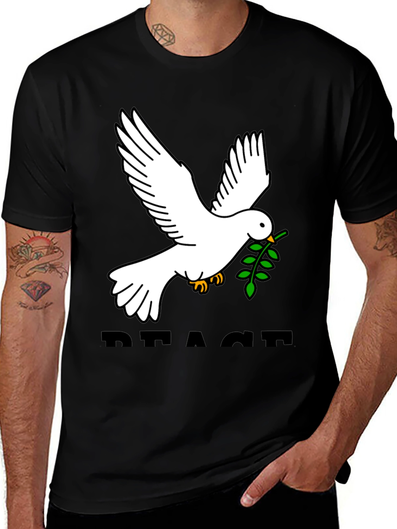 Variant 14 of Peace Dove Graphic Tee - Black
