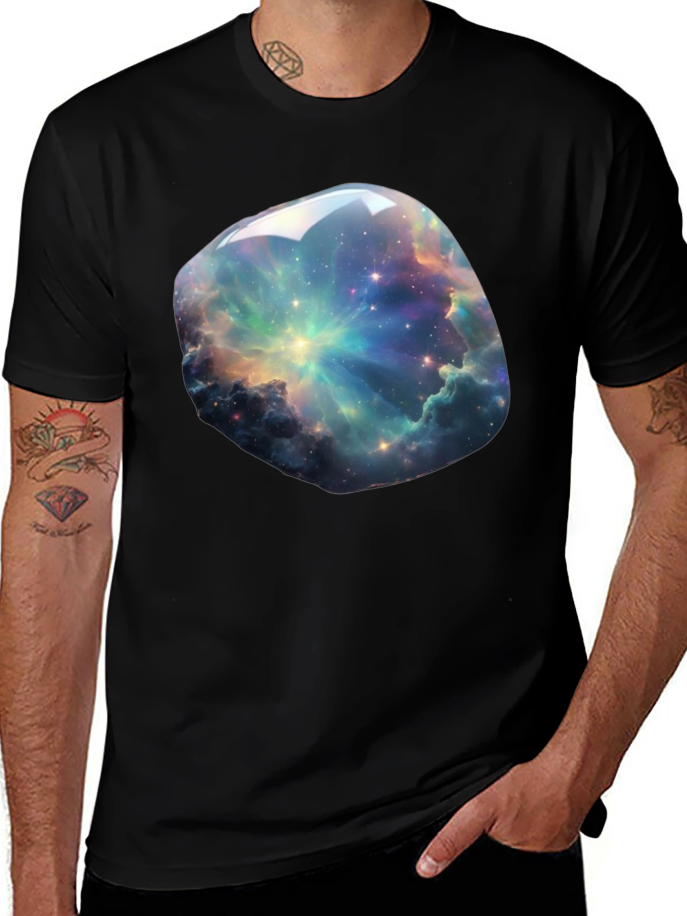 Galaxy Nebula Print T-Shirt - Cosmic Style