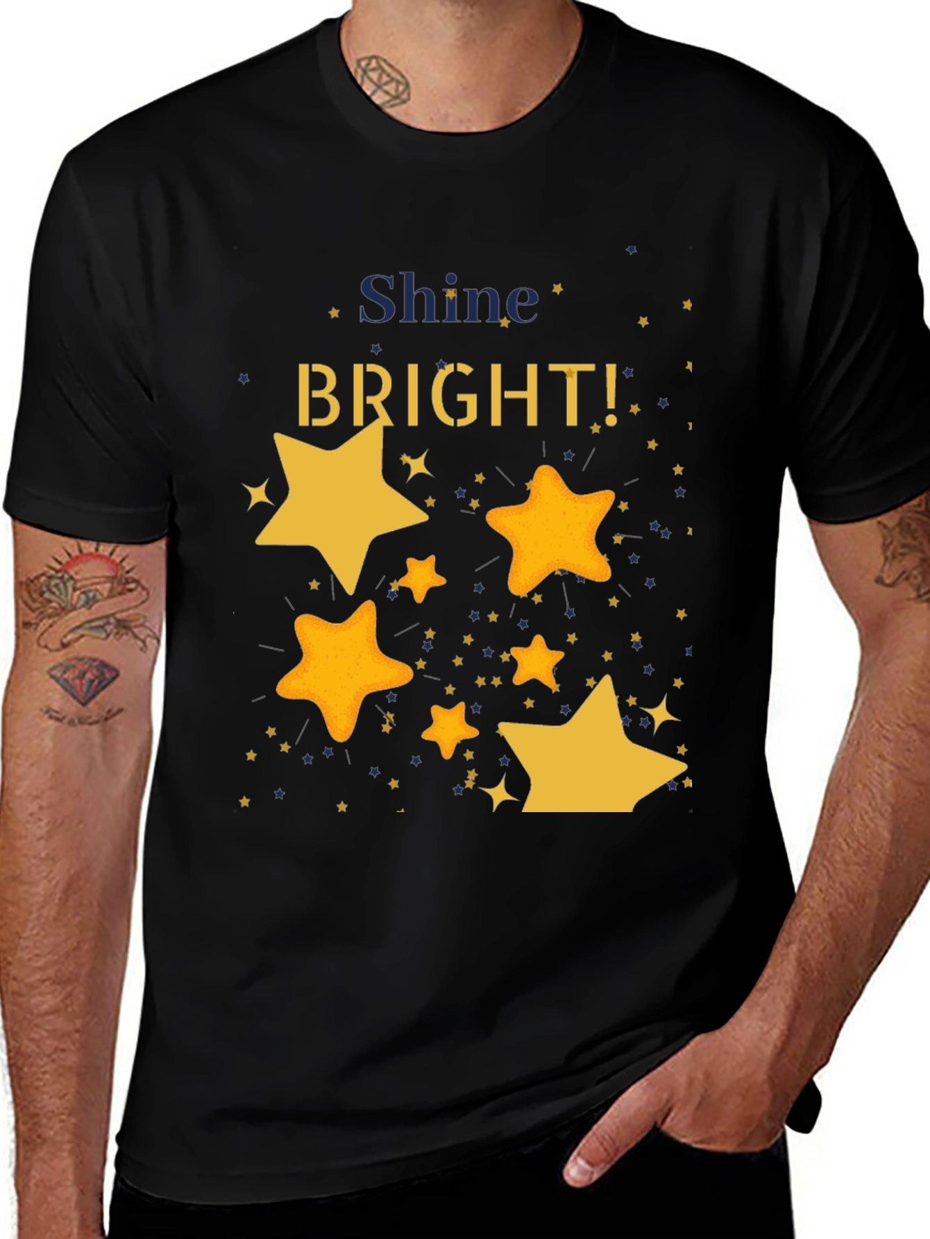 Variant 18 of Shine Bright Starry Graphic Black T-Shirt