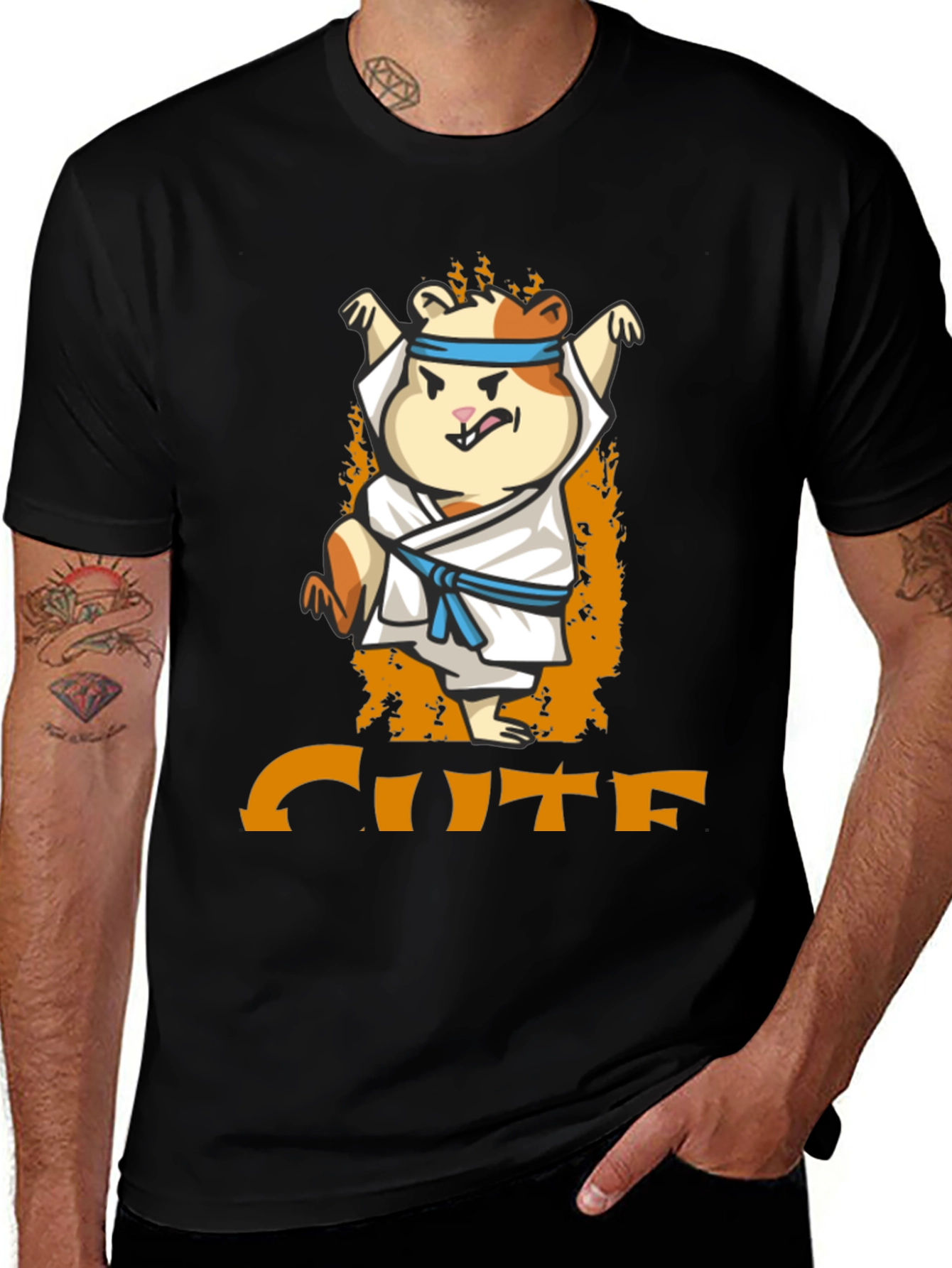 Variant 25 of Cute Karate Hamster T-Shirt - Black