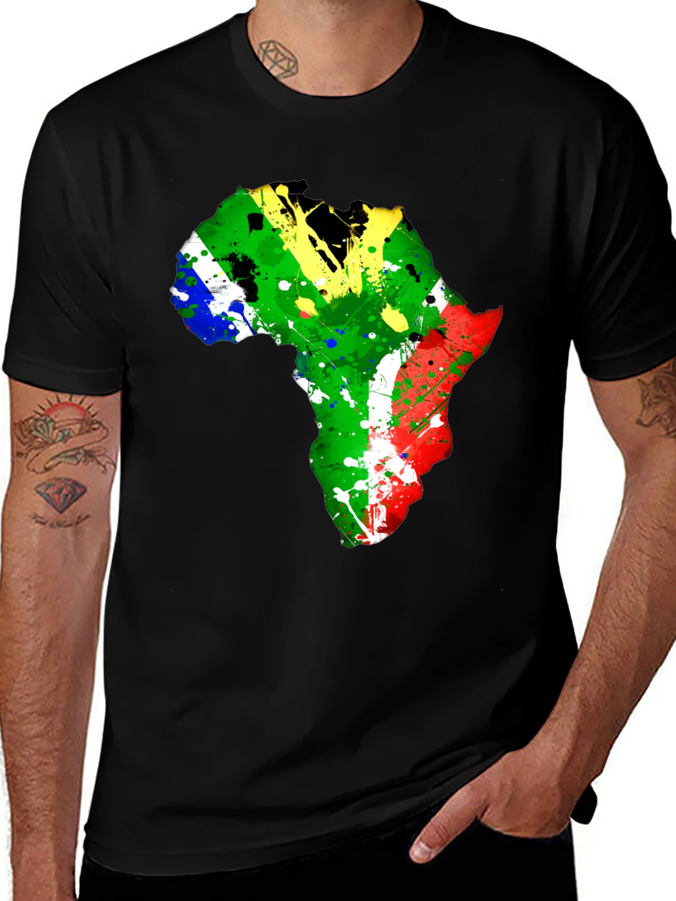 Africa Map Splatter Print T-Shirt