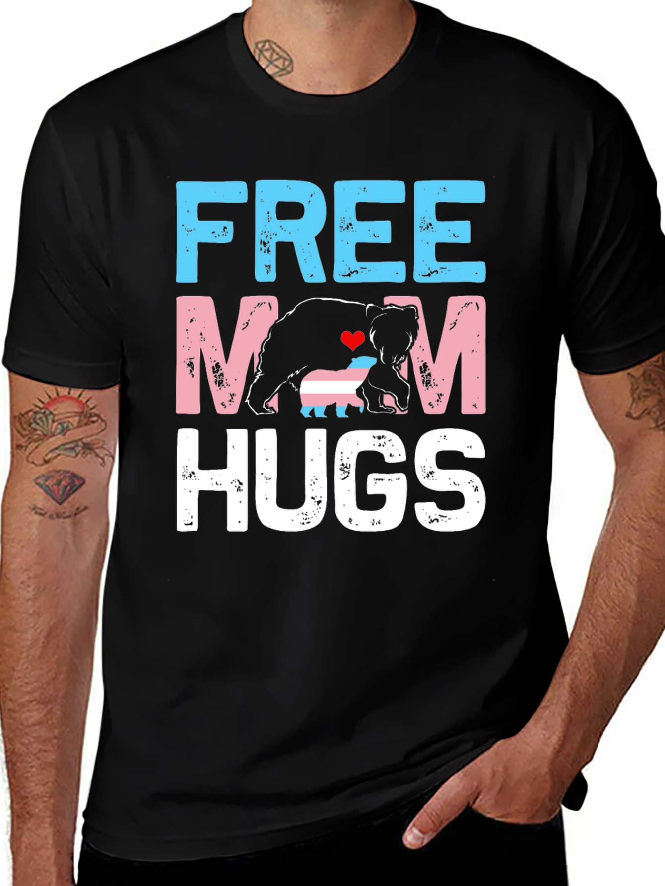 Variant 23 of Free Mom Hugs Transgender Bear T-Shirt
