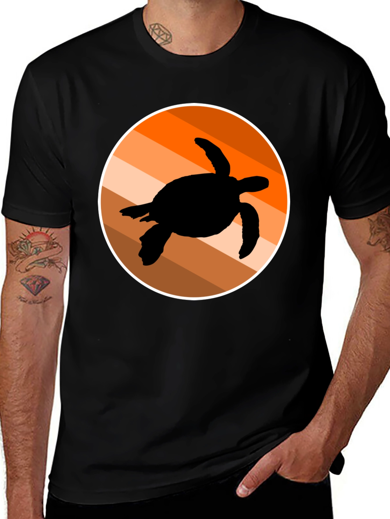 Variant 26 of Retro Turtle Silhouette Graphic Tee