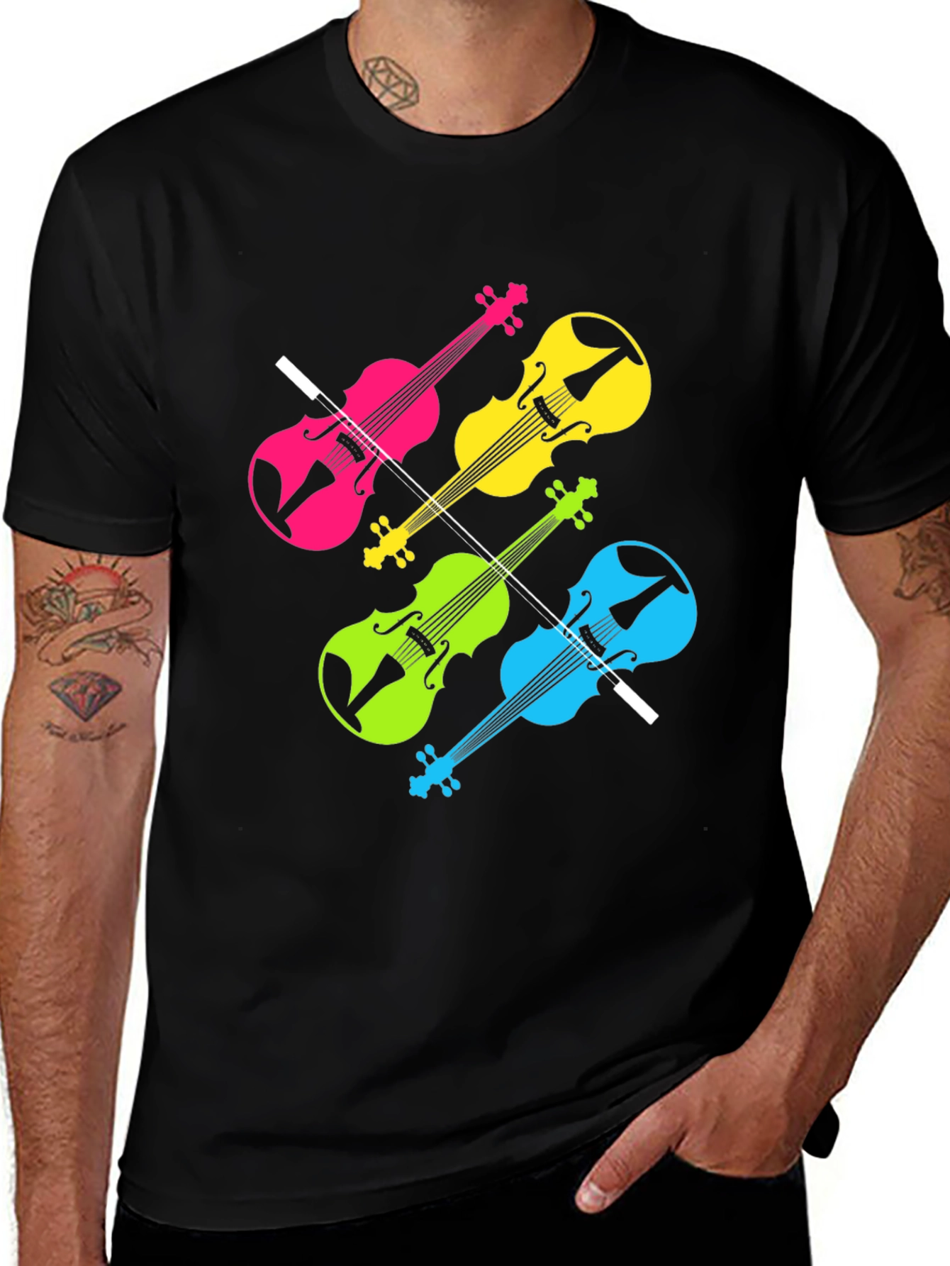 Variant 29 of Neon Violin T-Shirt - Music Lover Tee