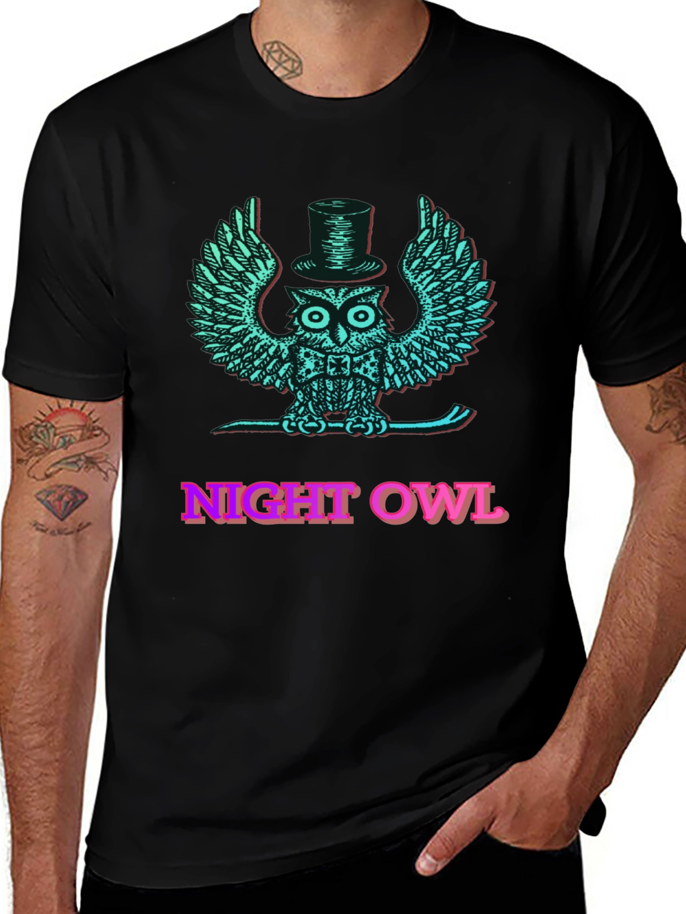 Variant 19 of Night Owl Graphic Tee - Cool Men's T-Shirt