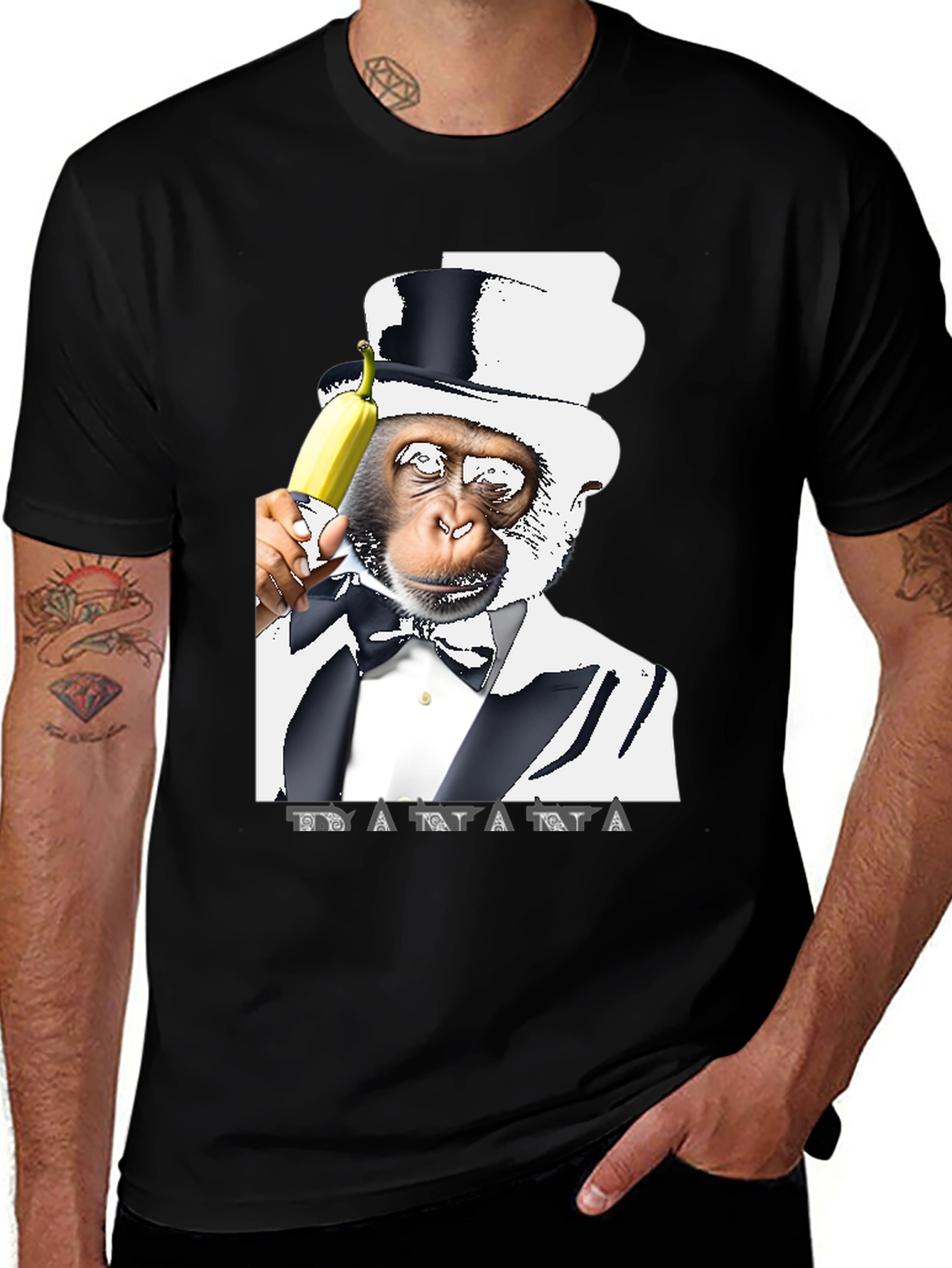 Banana-Loving Monkey Tuxedo Graphic Tee