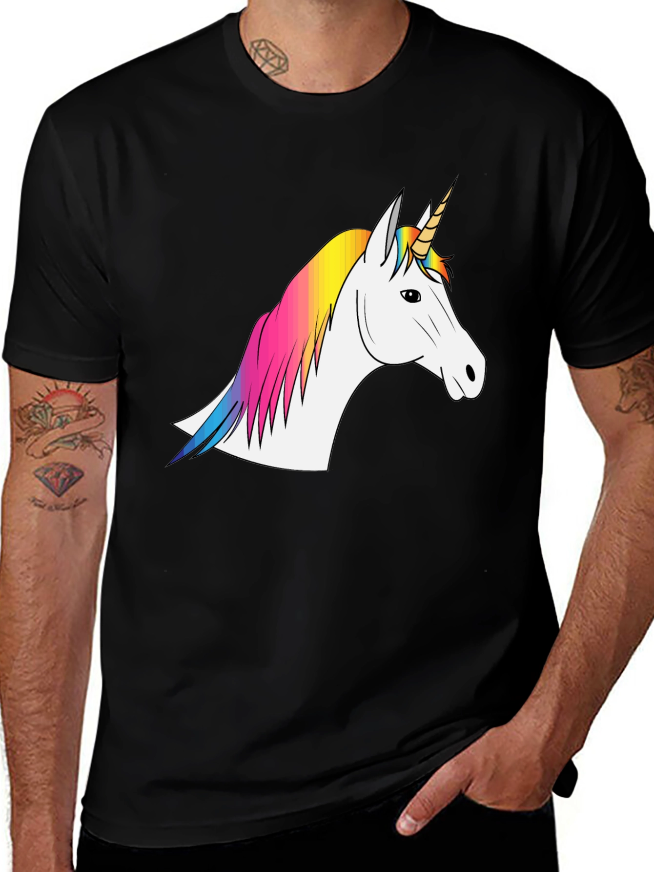 Variant 28 of Unicorn Graphic Tee - Men's Black T-Shirt