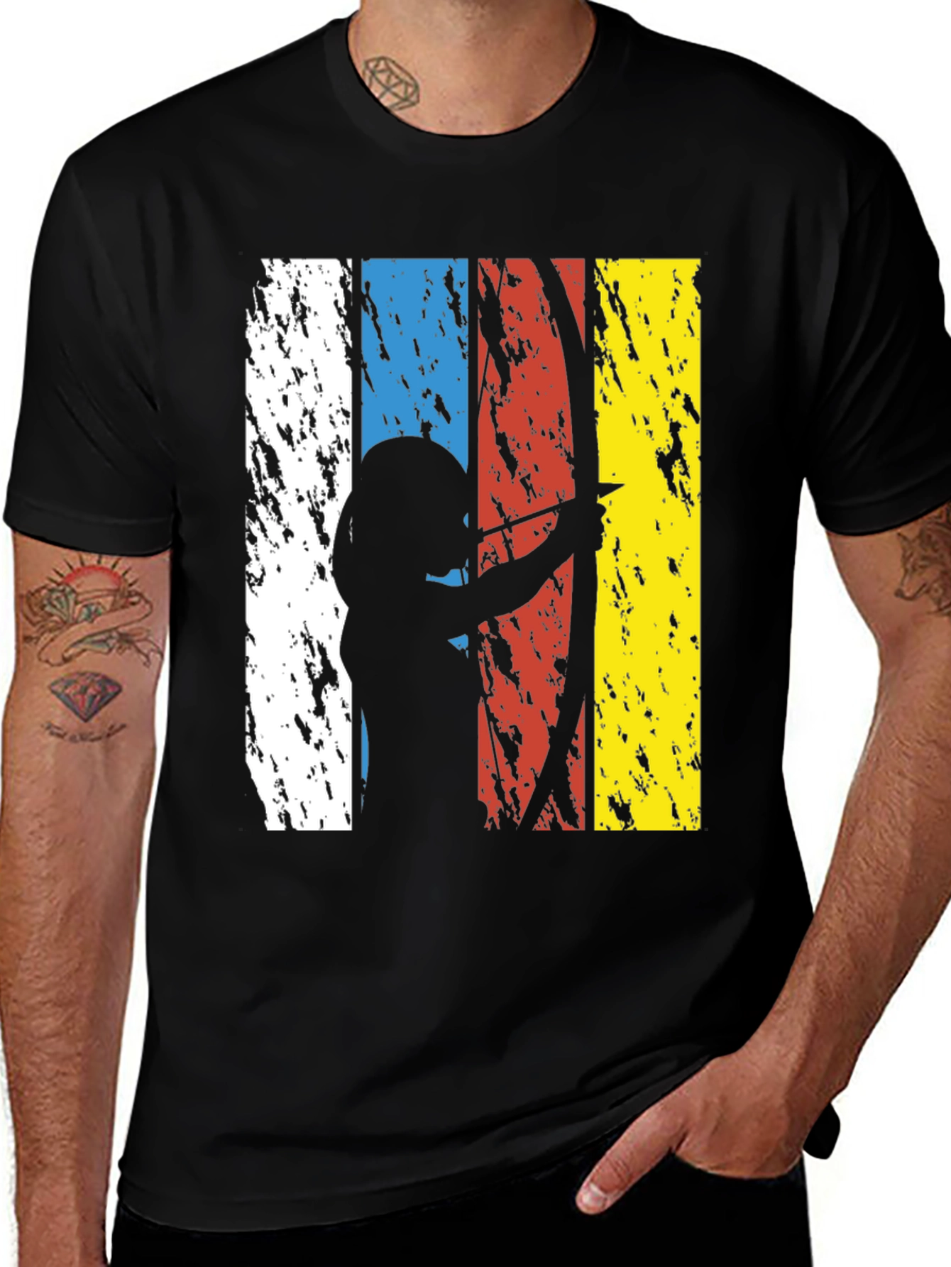 Variant 23 of Archery Silhouette Tee - Retro Color Block Design