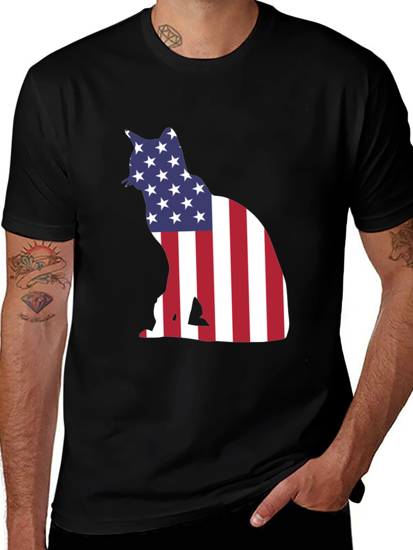 Variant 30 of American Flag Cat Graphic Tee - Patriotic Style