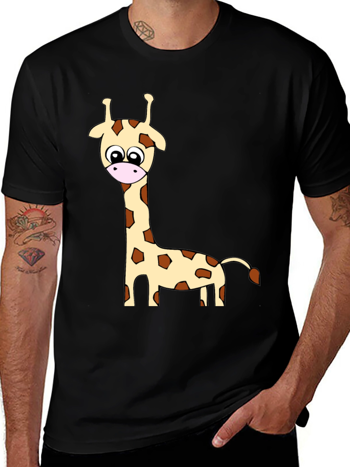 Variant 23 of Cartoon Giraffe Print Crew Neck T-Shirt
