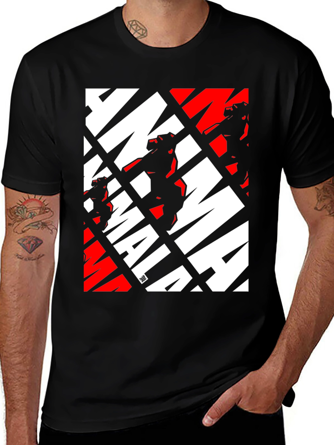 Variant 8 of Stylish Black T-Shirt with Abstract Graphic Design