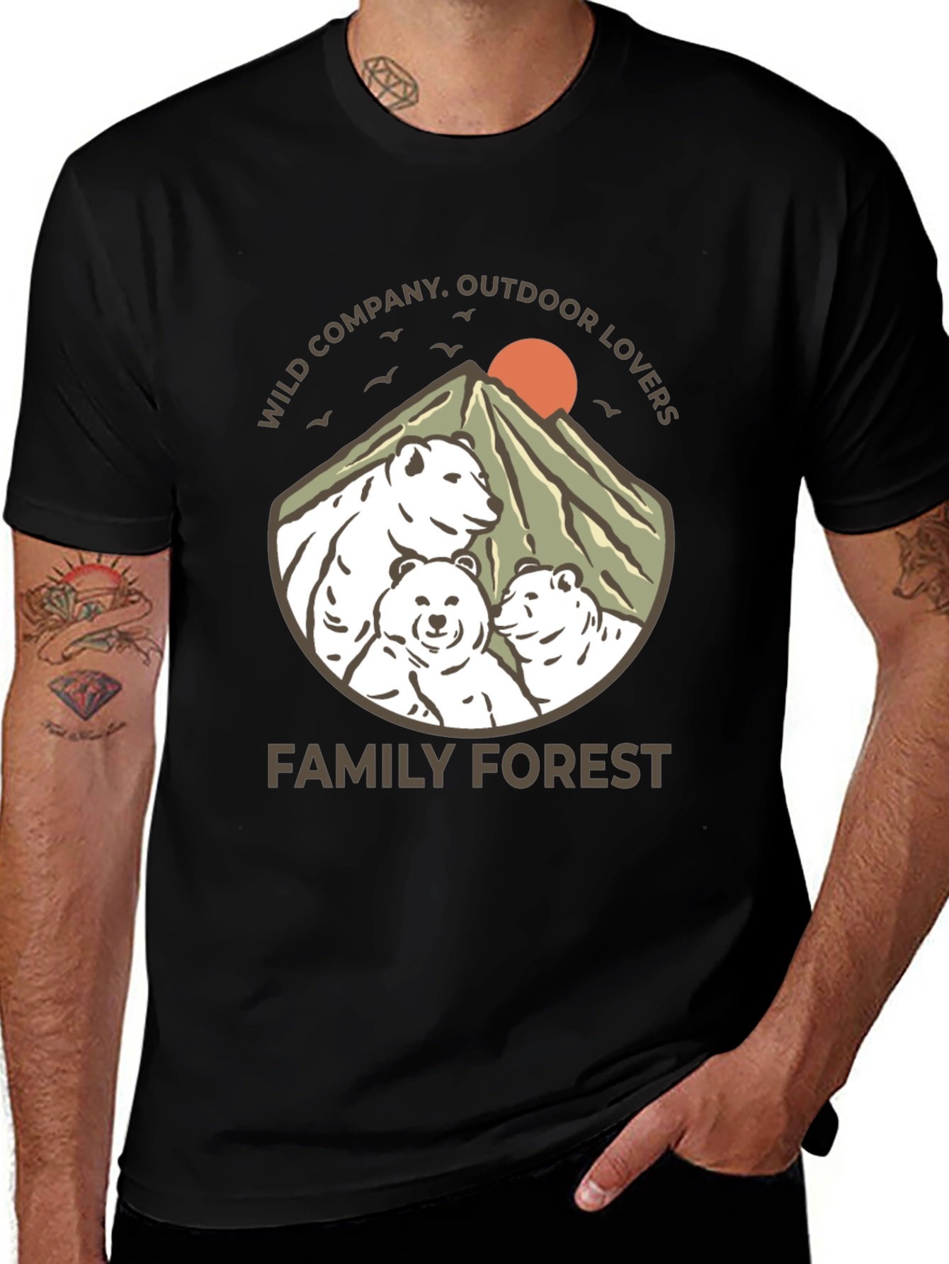 Black Family Forest Bear Graphic T-Shirt main image