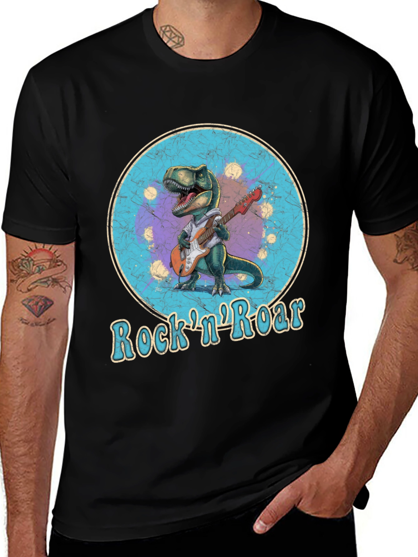Black Rock 'n' Roar Dinosaur Graphic T-Shirt main image
