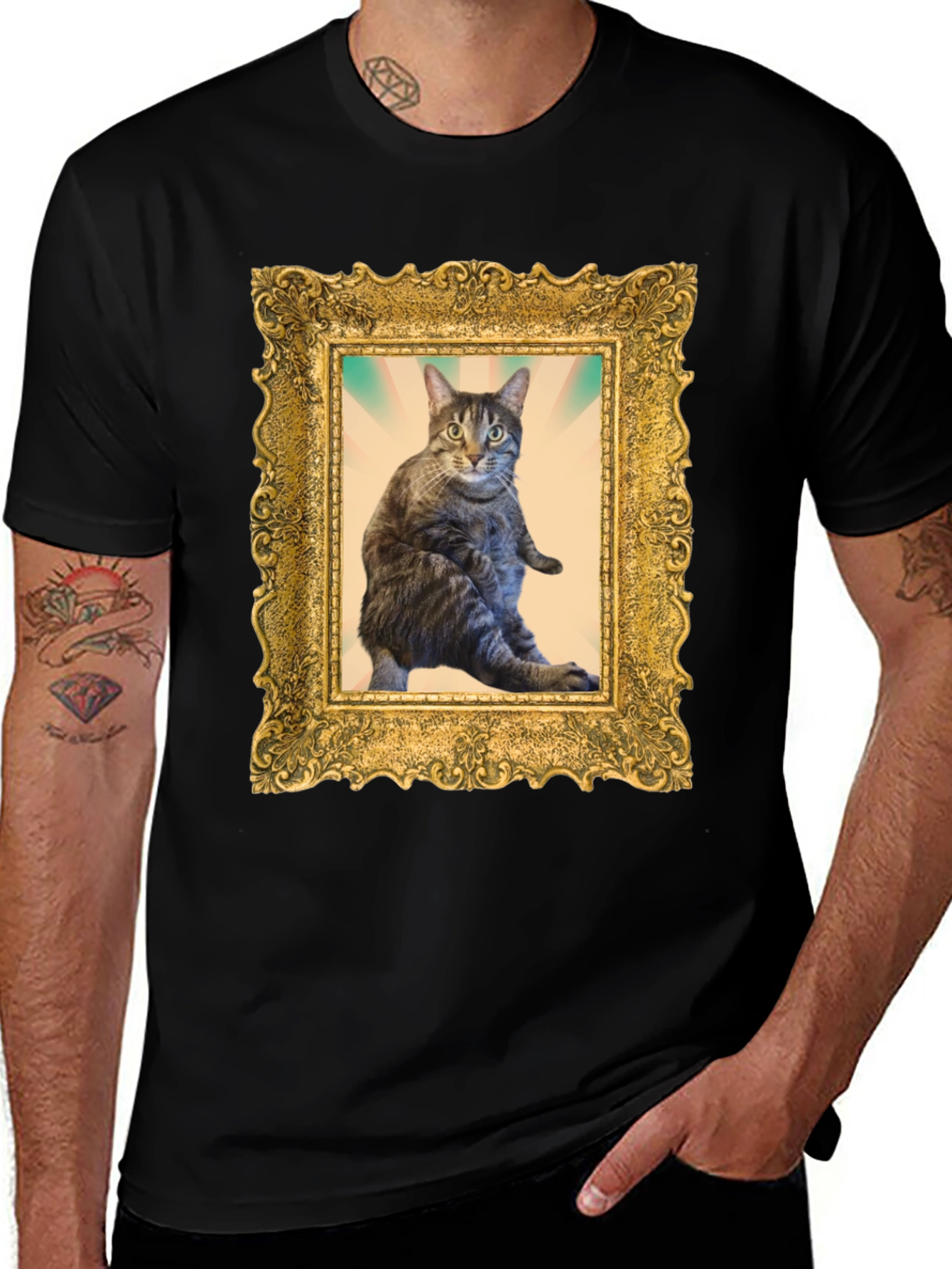 Variant 21 of Framed Cat Portrait T-Shirt - Artistic & Unique Design