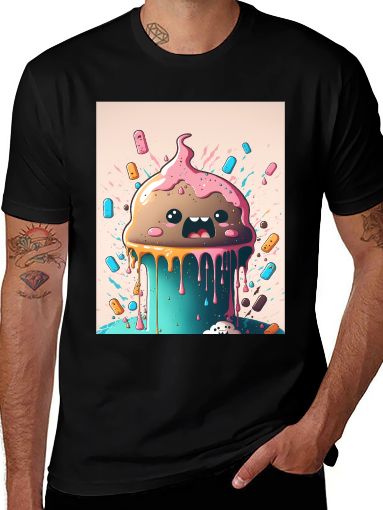 Variant 3 of Kawaii Melting Ice Cream Graphic Tee
