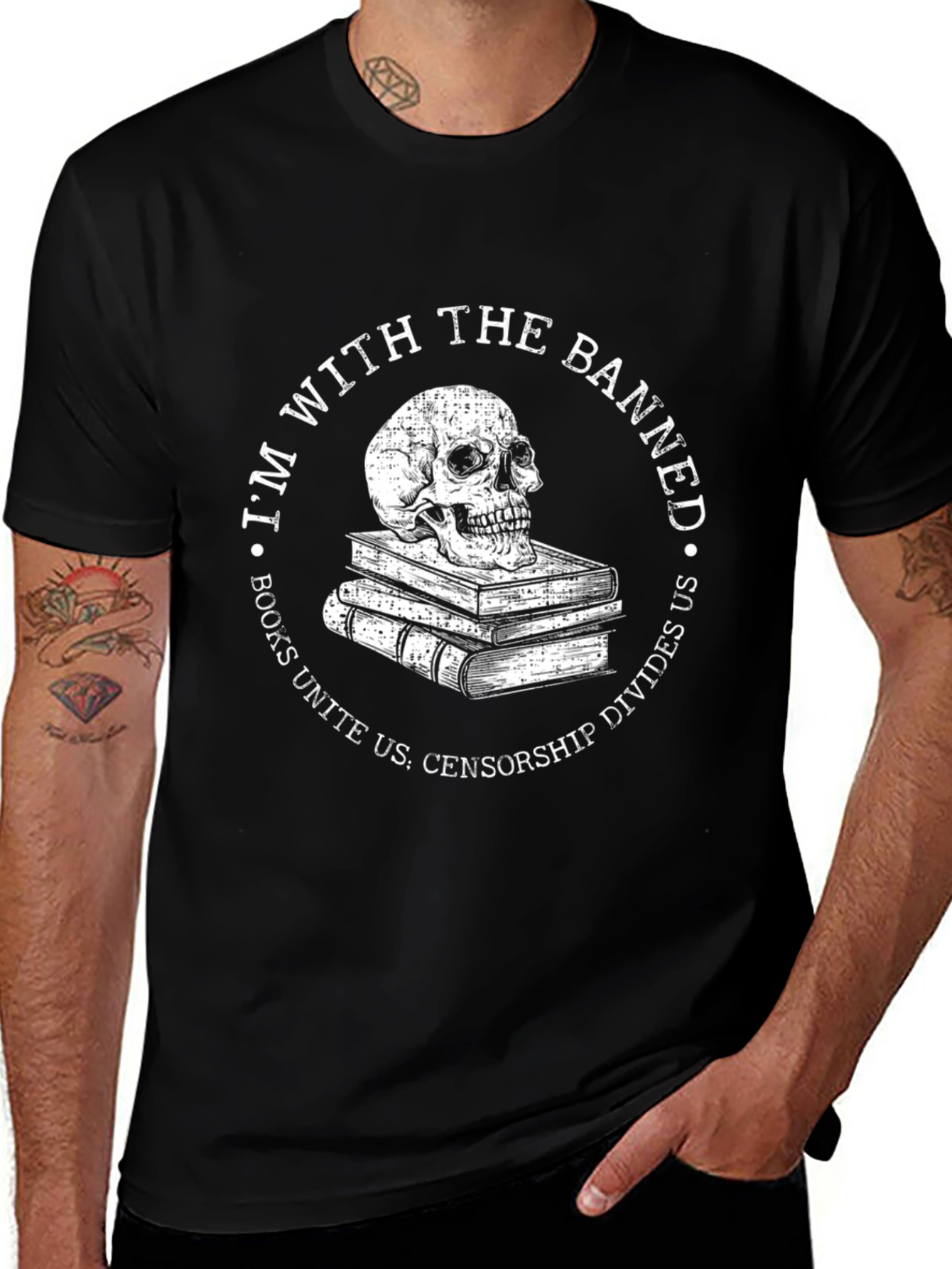 I'm With The Banned Skull Books T-Shirt